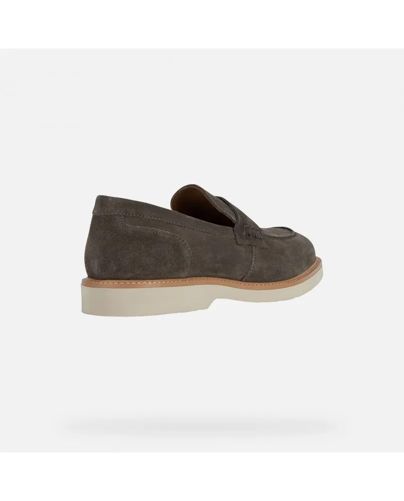 GEOX GUBBIO U25EED mocassino suede uomo taupe camoscio