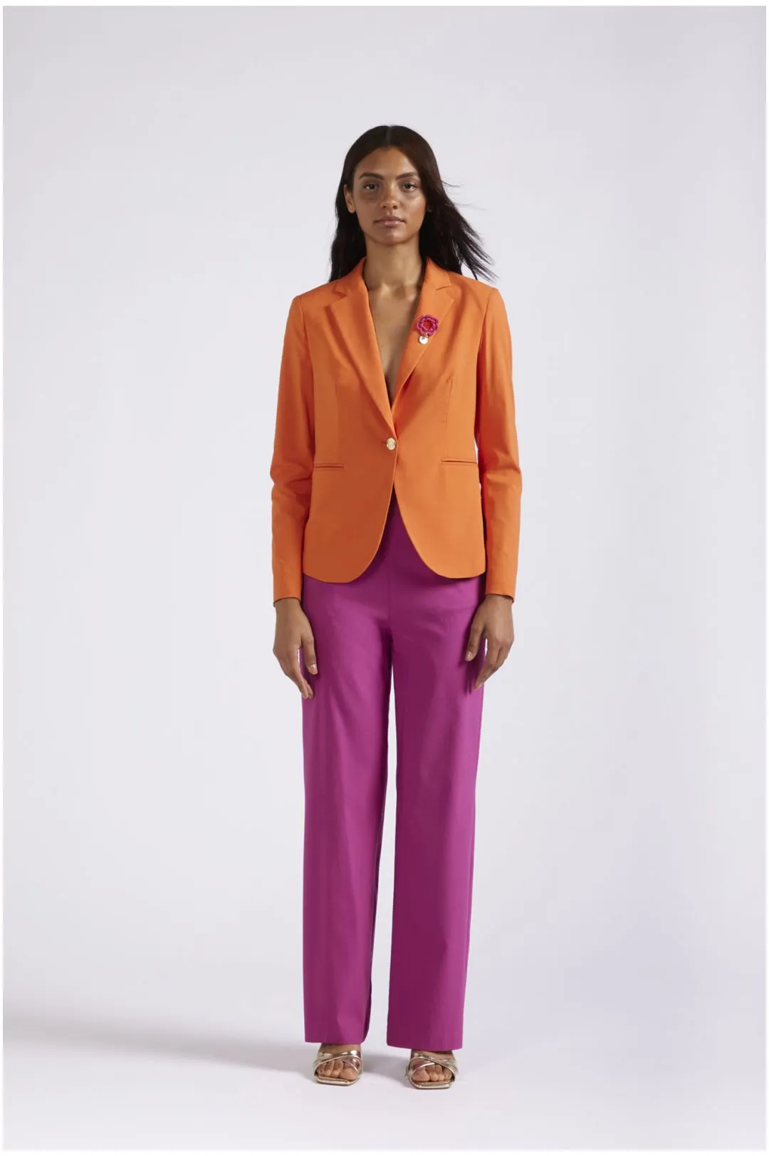 giacca monopetto tessuto superstretch arancio