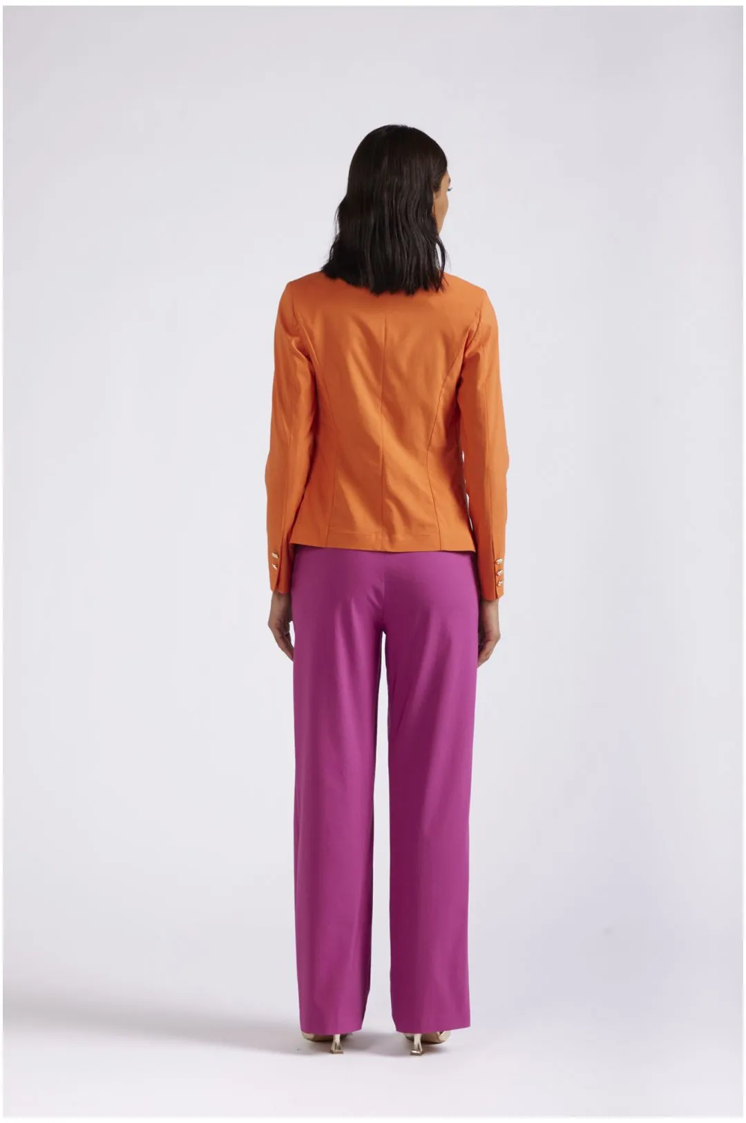 giacca monopetto tessuto superstretch arancio