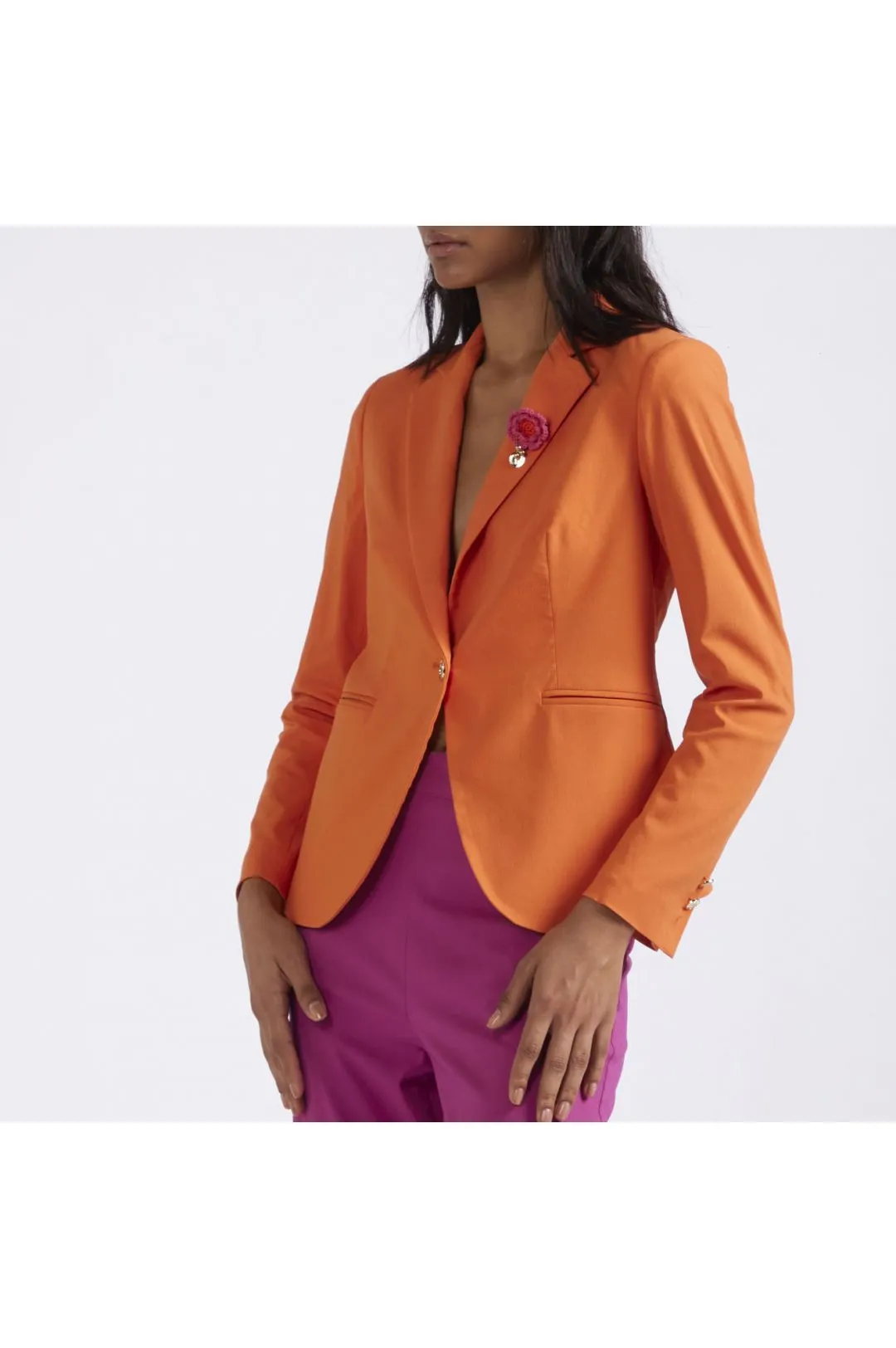 giacca monopetto tessuto superstretch arancio