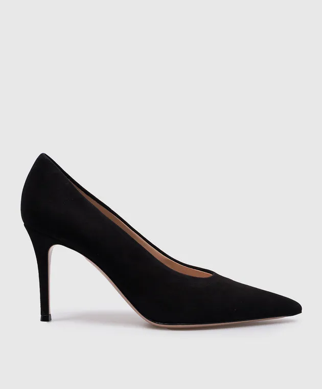Gianvito Rossi Scarpe da barca in pelle scamosciata Robbie nere G2227785RICCAM