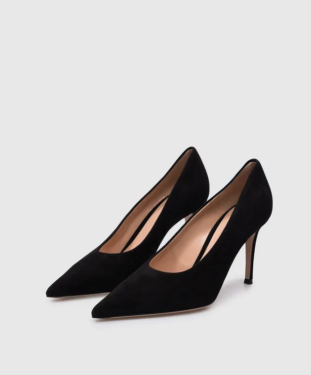 Gianvito Rossi Scarpe da barca in pelle scamosciata Robbie nere G2227785RICCAM