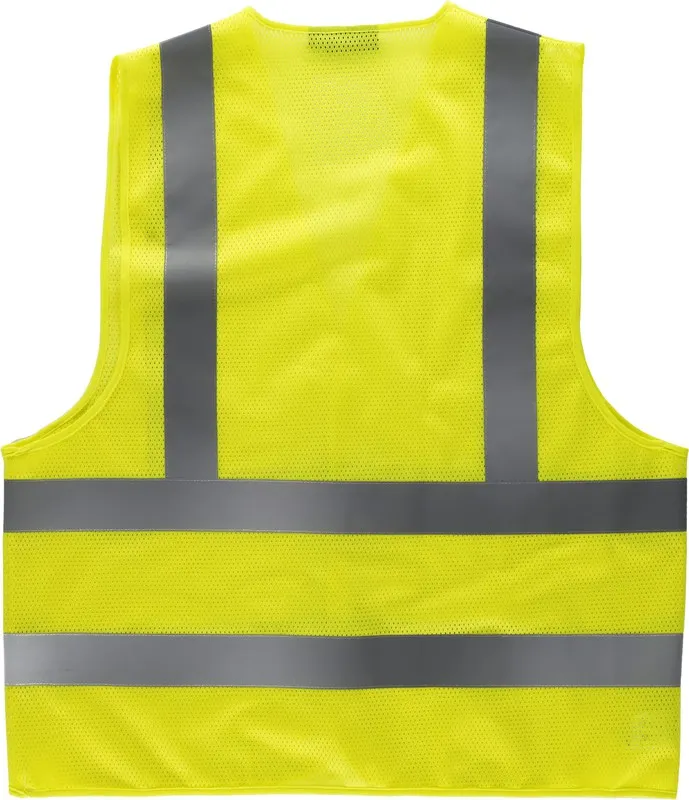 Gilet in mesh Chiusura a velcro Scollo a V Nastri riflettenti sul petto e sul retro AV giallo