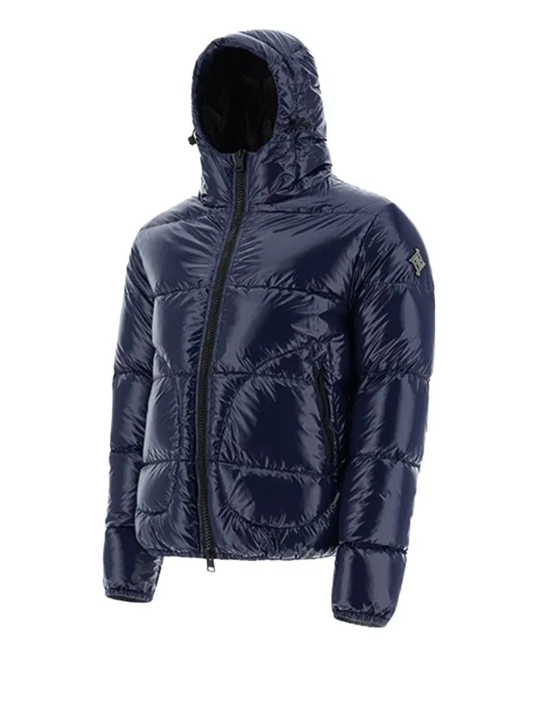 Gloss bomber jacket with hood