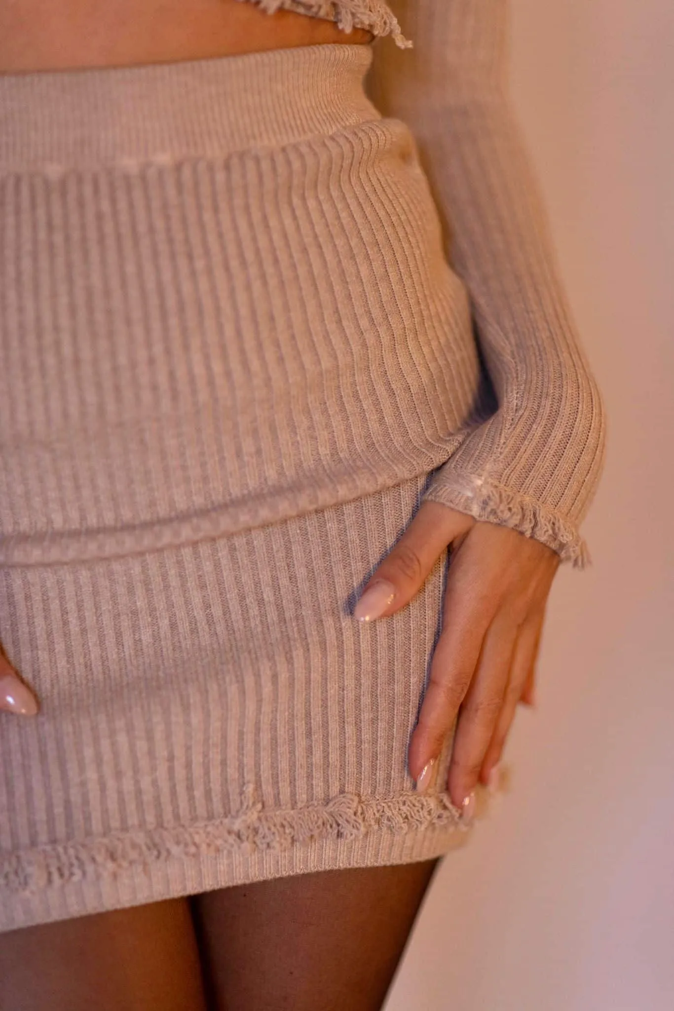 Gonna in maglia - BEIGE