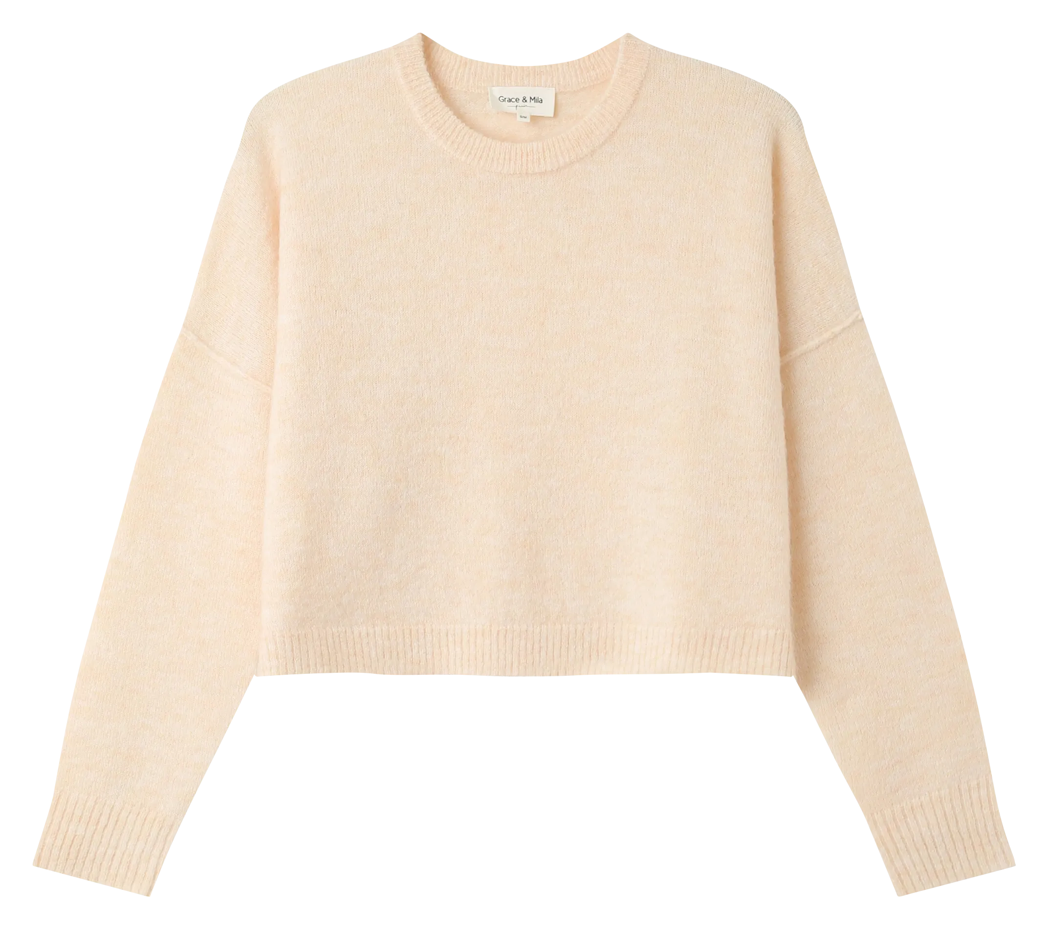  GRACE ET MILA   IDORA - Maglione corto scollo tondo in misto lana | Beige