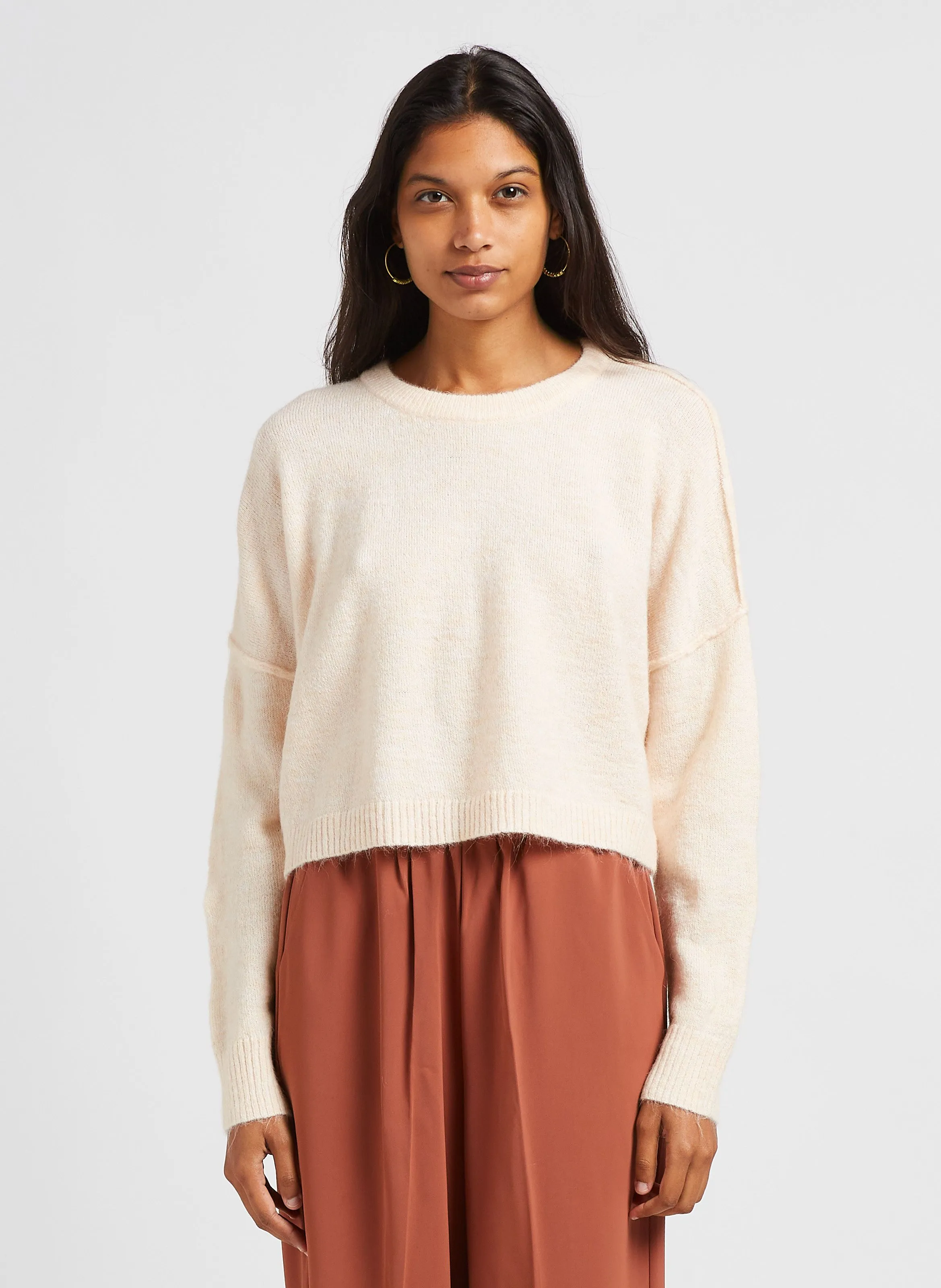  GRACE ET MILA   IDORA - Maglione corto scollo tondo in misto lana | Beige