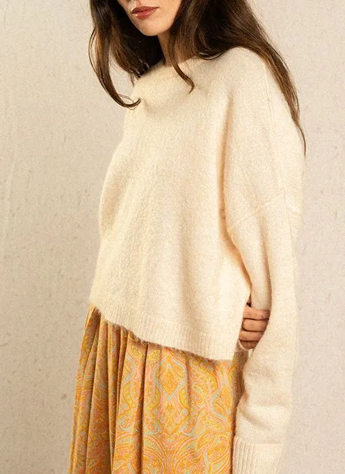  GRACE ET MILA   IDORA - Maglione corto scollo tondo in misto lana | Beige