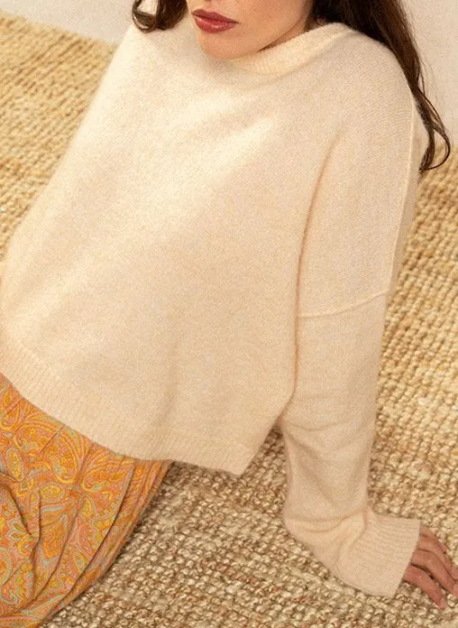  GRACE ET MILA   IDORA - Maglione corto scollo tondo in misto lana | Beige
