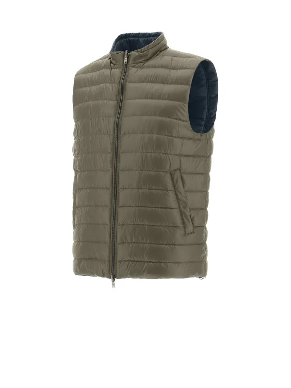 Green quilted vest with zip