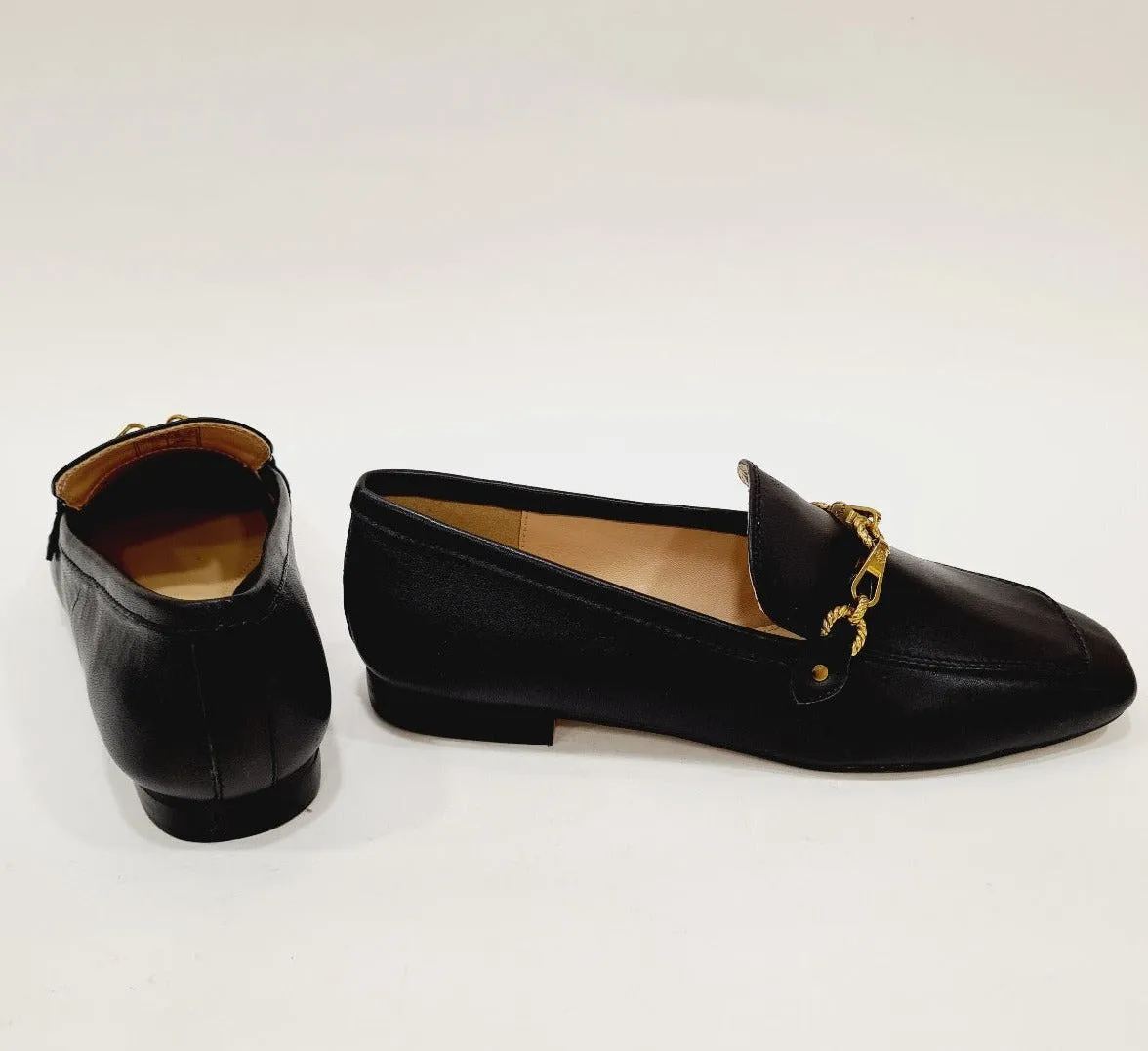 Guess mocassino donna pelle nero con accessorio oro rif.G633