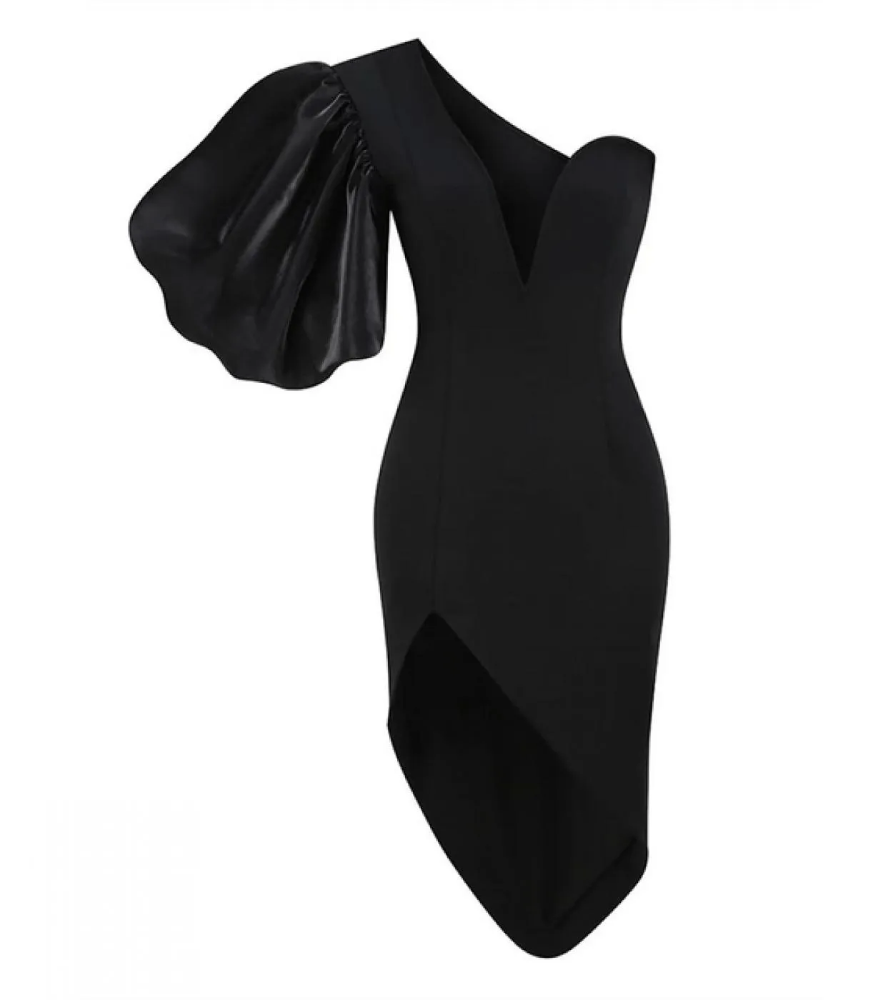 Hashupha Deep V Neck Bandage Midi Dress Womens One Shoulder Black Bodycon 2022 Summer Elegant Club Evening Party Dress