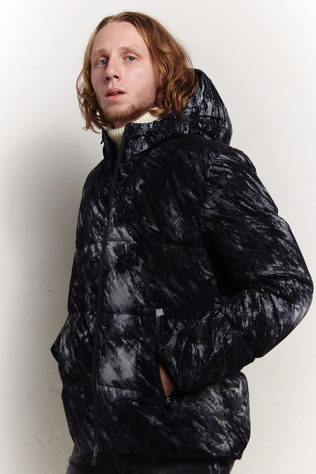 HERNO Laminar Bomber in tessuto grafico floccato