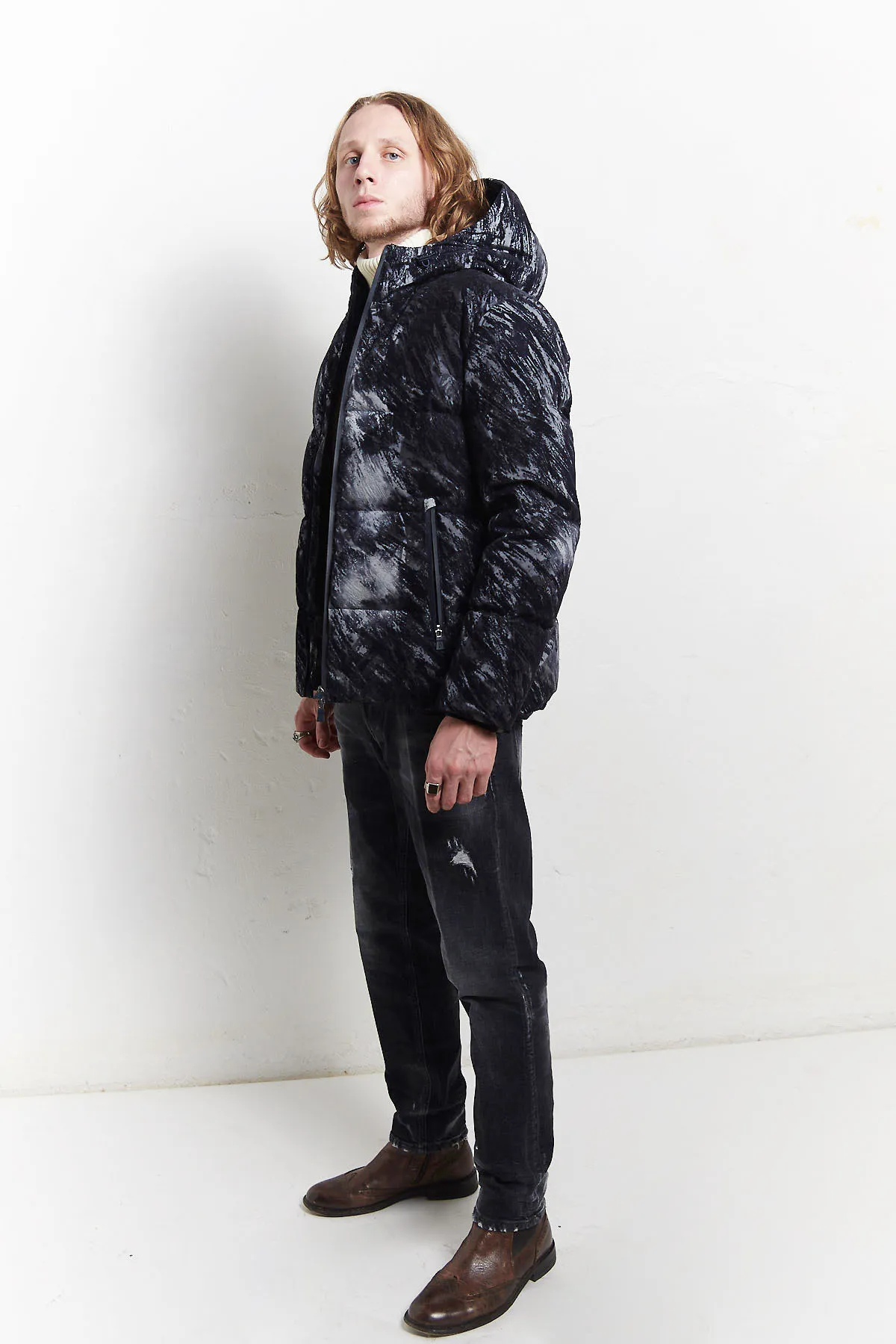 HERNO Laminar Bomber in tessuto grafico floccato