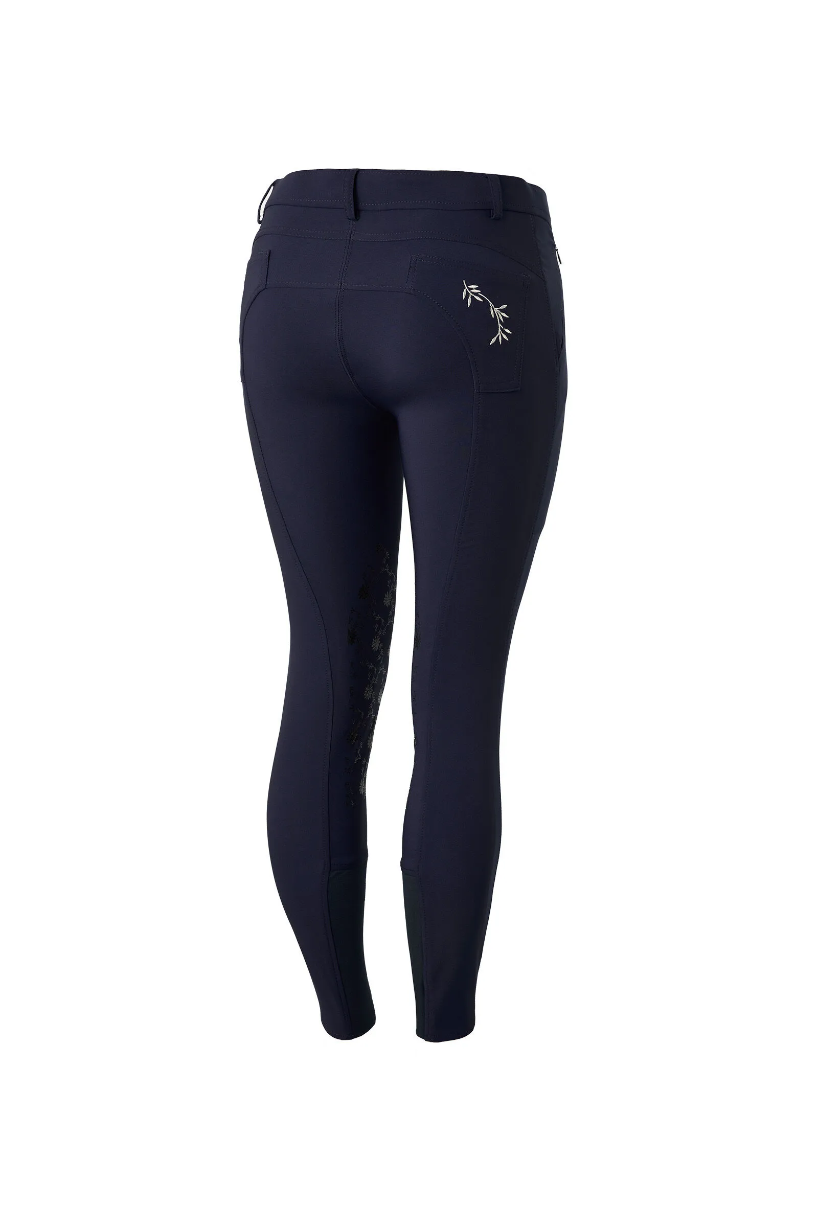 Horze Kaitlin Pantaloni da equitazione con patch al ginocchio e dettaglio floreale da donna