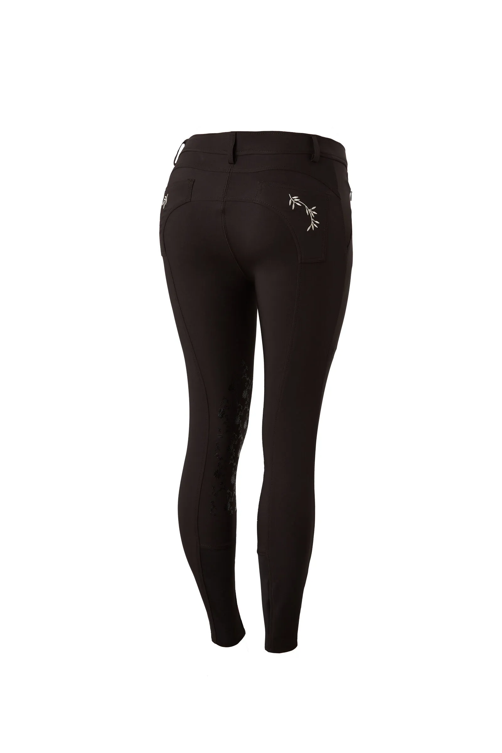 Horze Kaitlin Pantaloni da equitazione con patch al ginocchio e dettaglio floreale da donna
