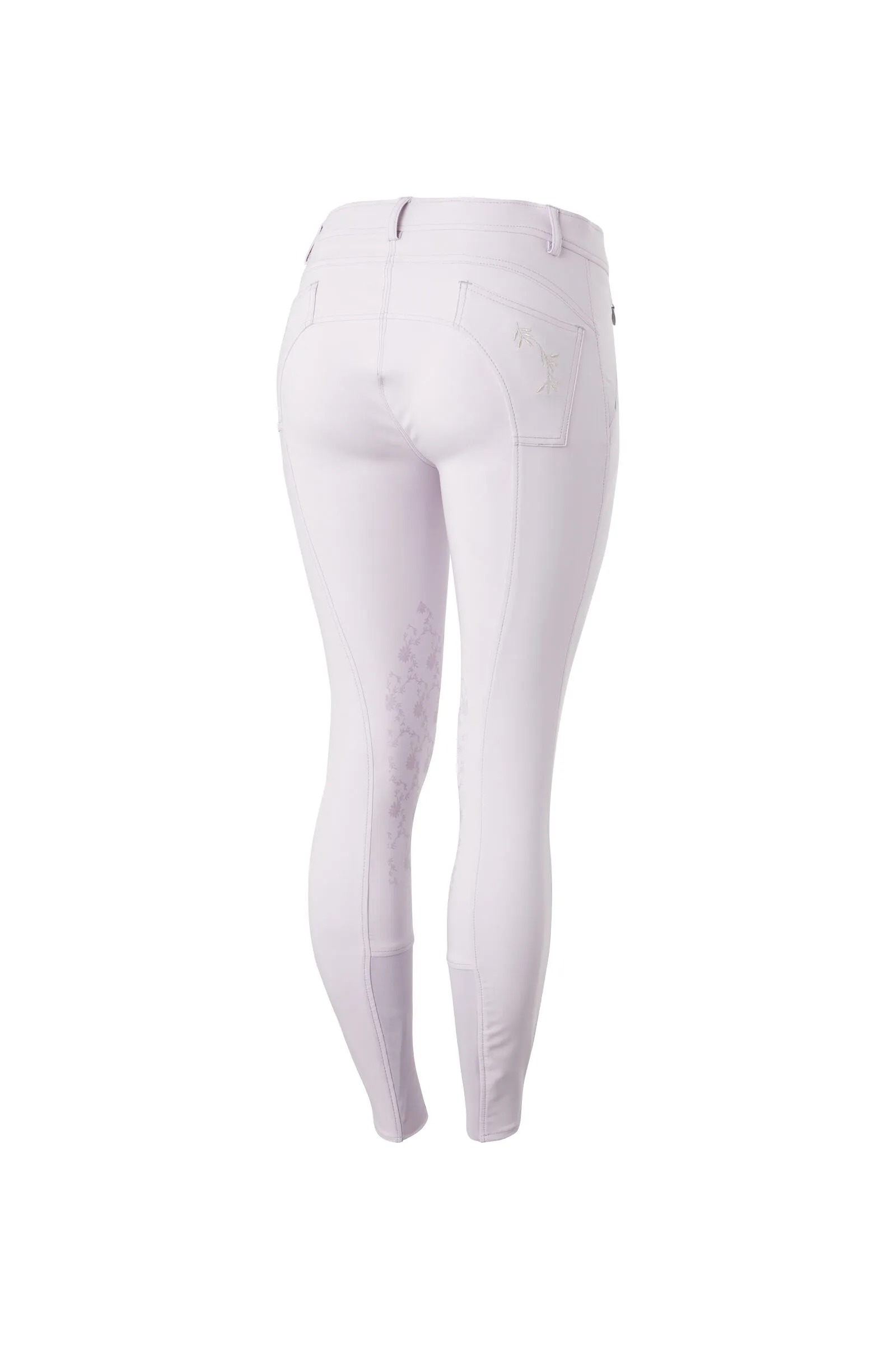 Horze Kaitlin Pantaloni da equitazione con patch al ginocchio e dettaglio floreale da donna
