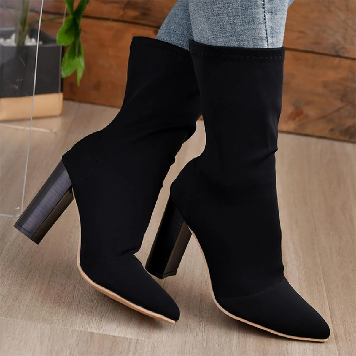 Inverno Tacchi Alti Scarpe Da Donna Grosso Stivaletti Chelsea Alla Caviglia Nuova Tendenza di Moda Pompe 2023 Goth Punta A Punta
