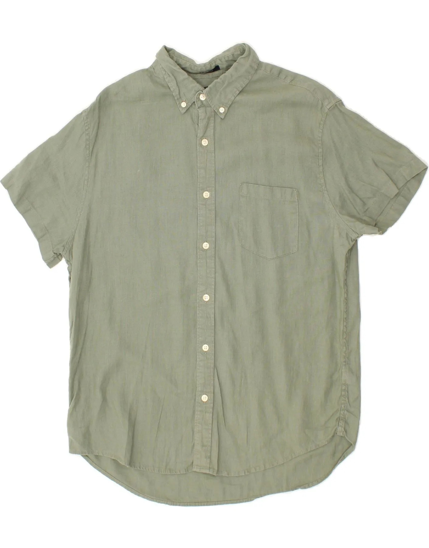 J. CREW Mens Short Sleeve Shirt Large Khaki Linen
