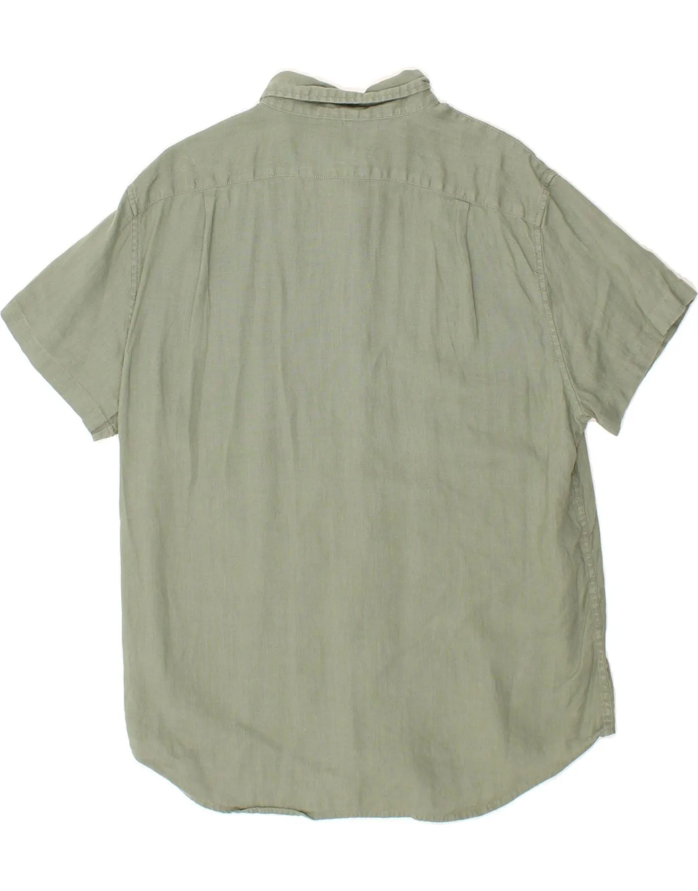 J. CREW Mens Short Sleeve Shirt Large Khaki Linen