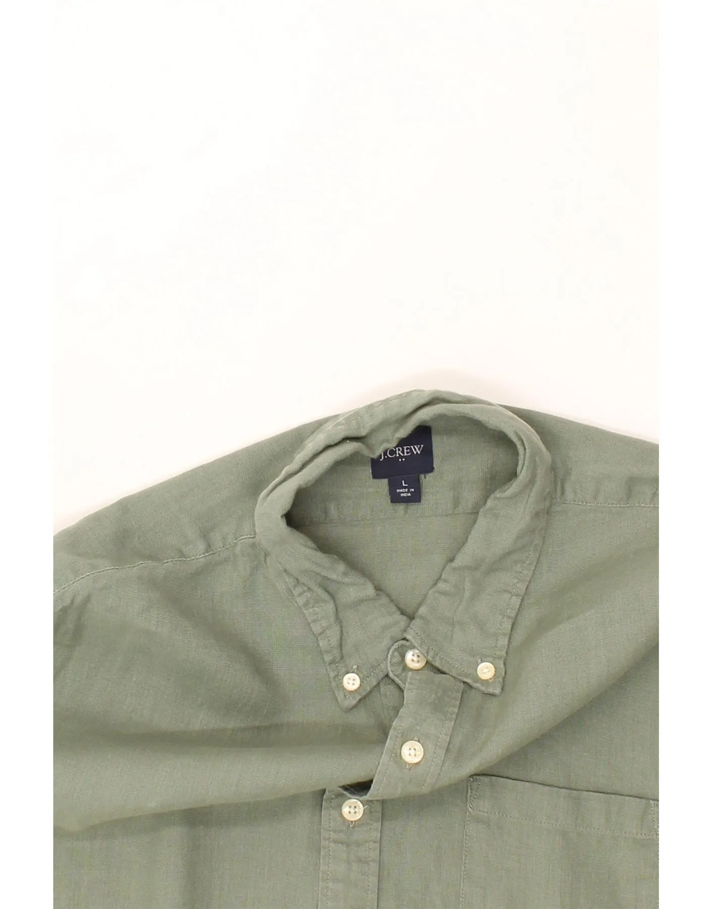 J. CREW Mens Short Sleeve Shirt Large Khaki Linen