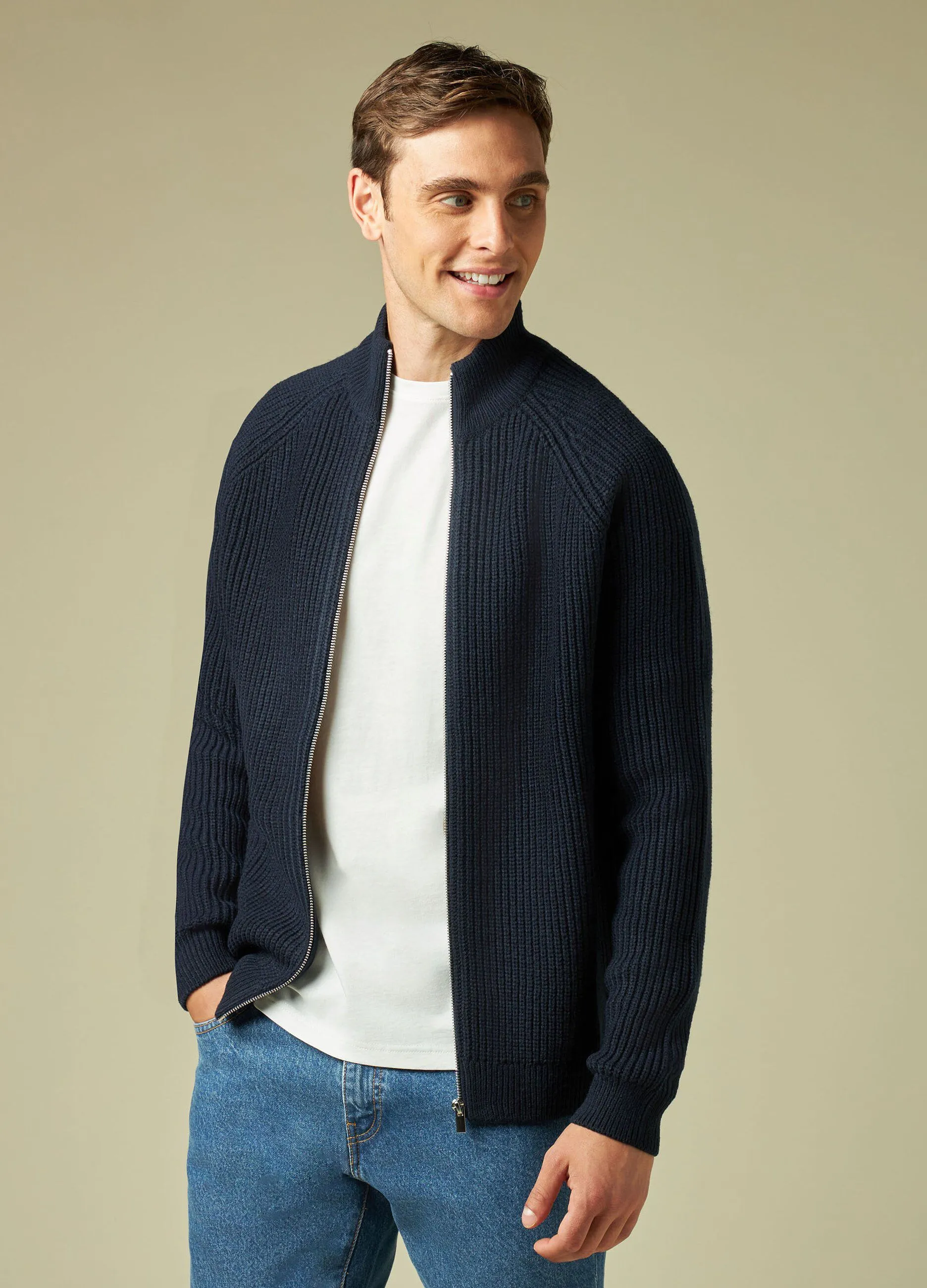 J. HART & BROS  Cardigan tricot full zip uomo