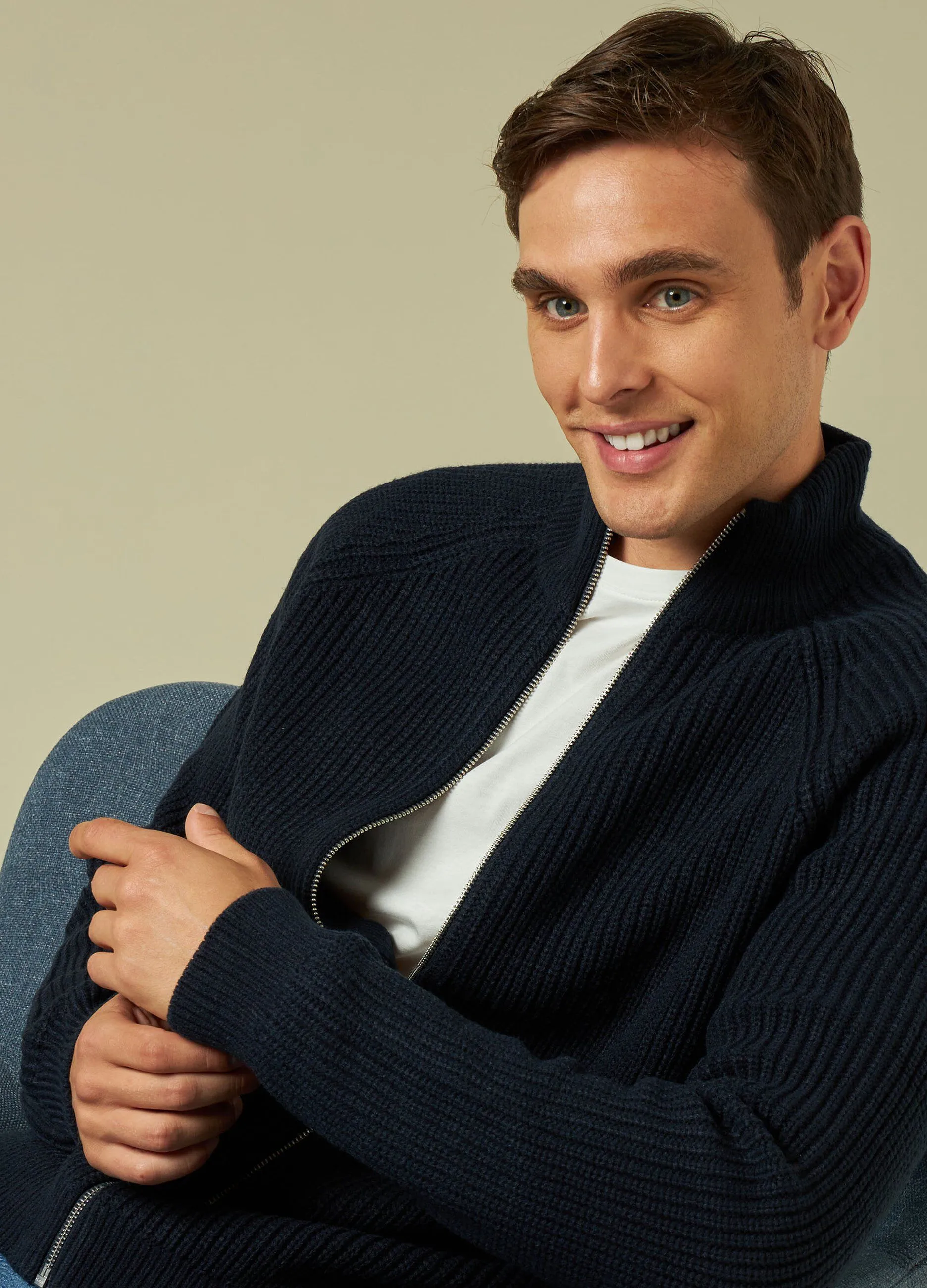 J. HART & BROS  Cardigan tricot full zip uomo