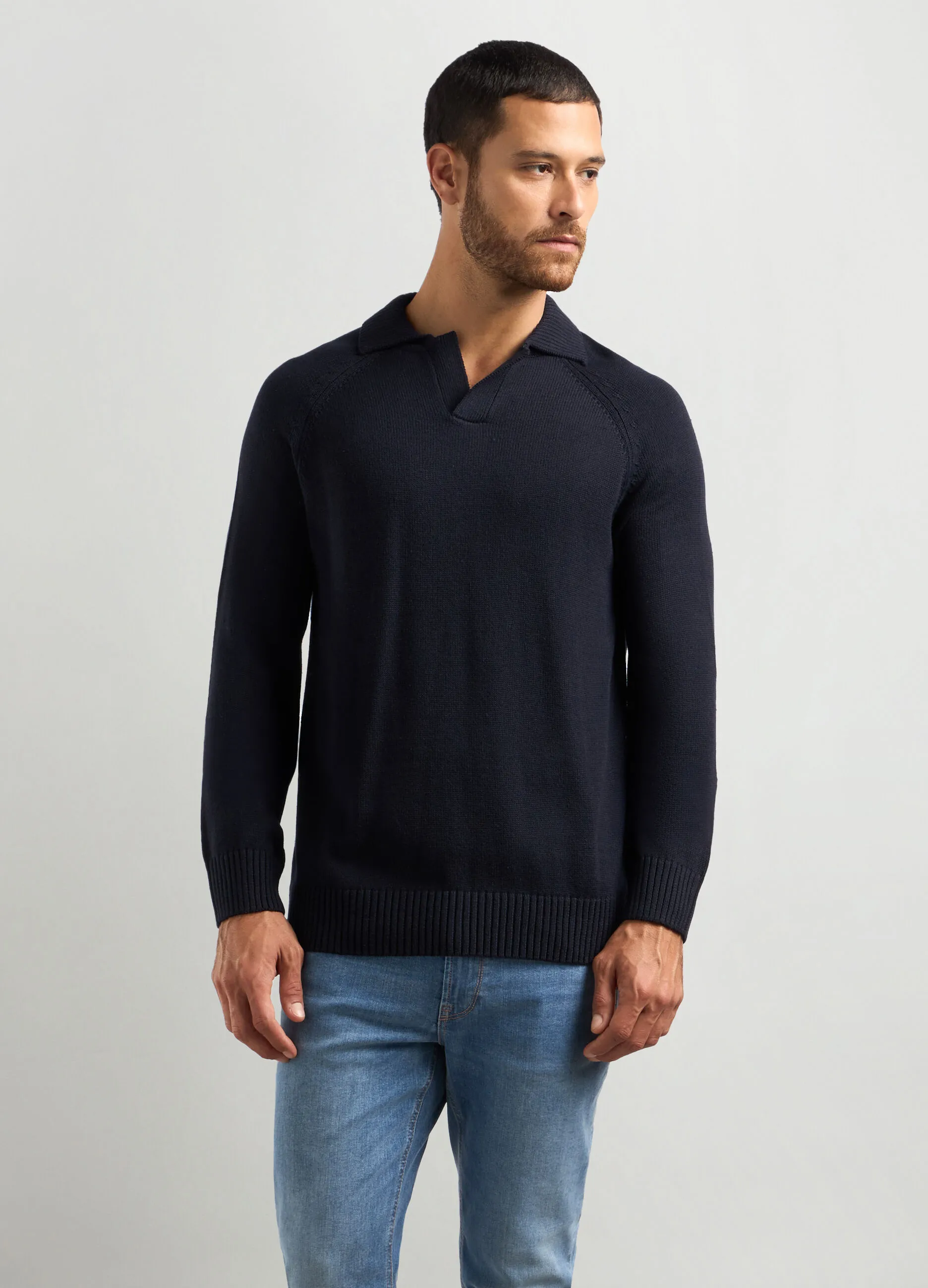 J. HART & BROS  Maglione colletto polo in misto cotone uomo