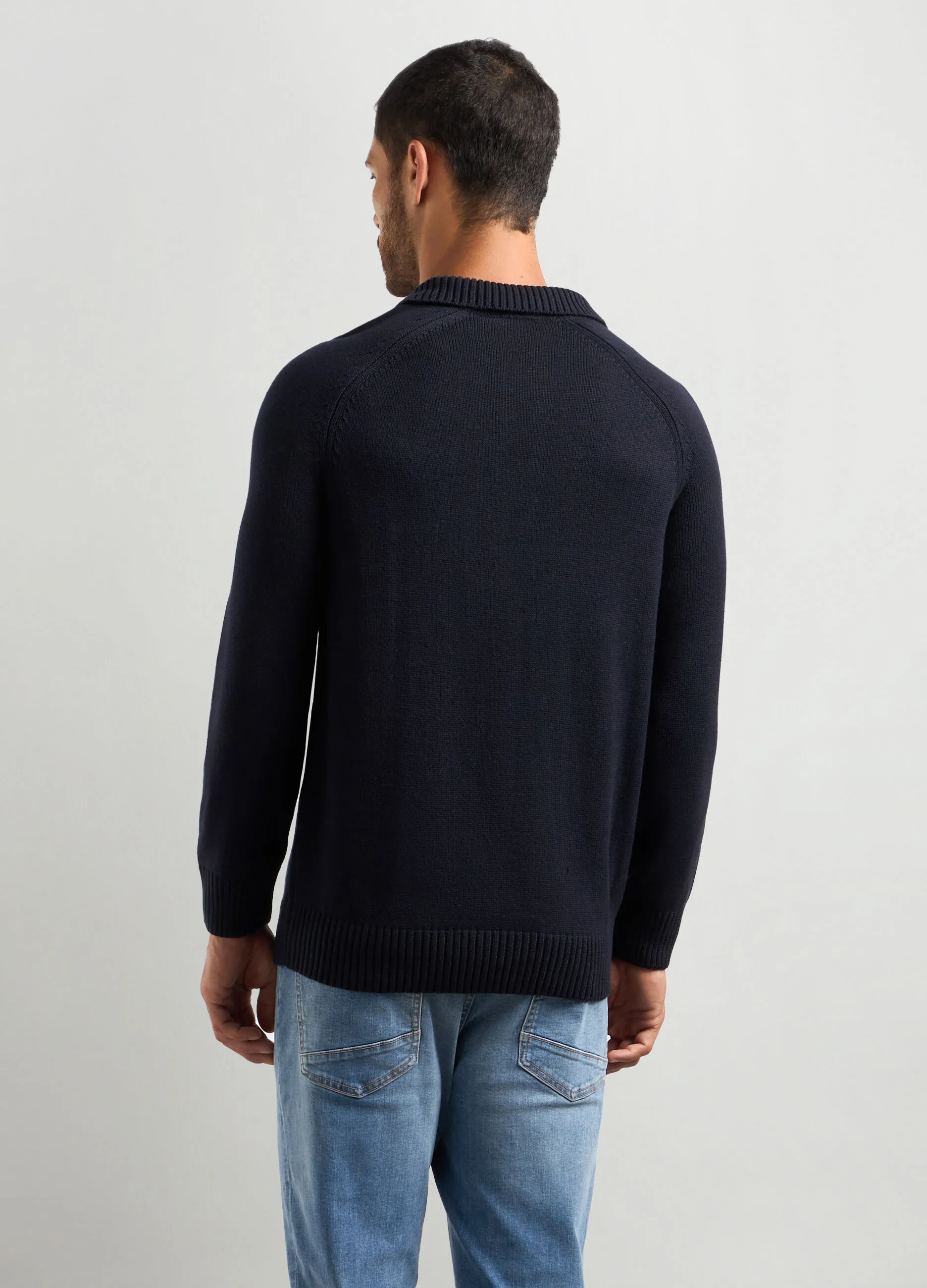 J. HART & BROS  Maglione colletto polo in misto cotone uomo