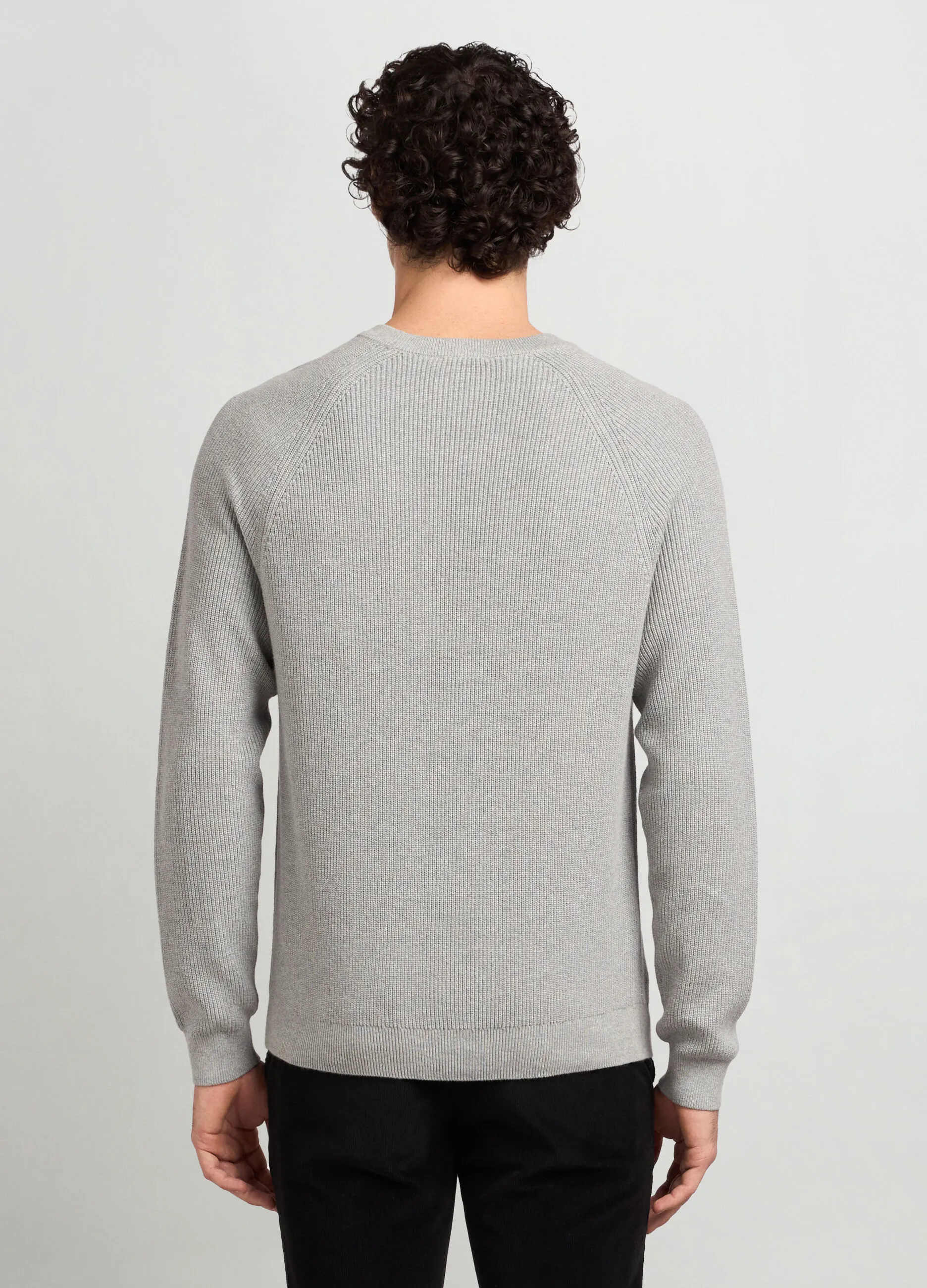 J. HART & BROS  Maglione girocollo a costa inglese in puro cotone uomo