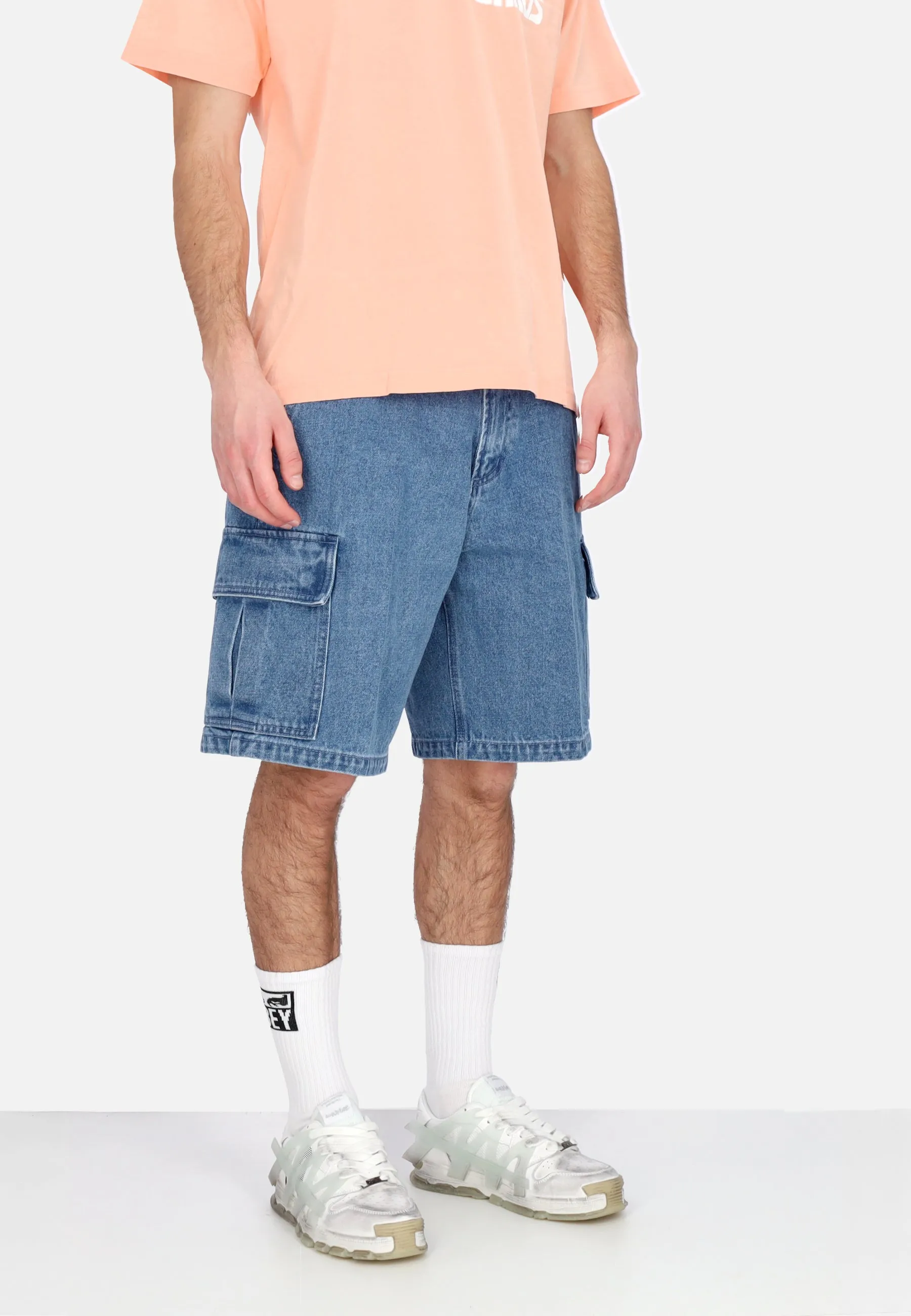 Jeans Corto Uomo Bigwig Baggy Denim Cargo Short Light Indigo