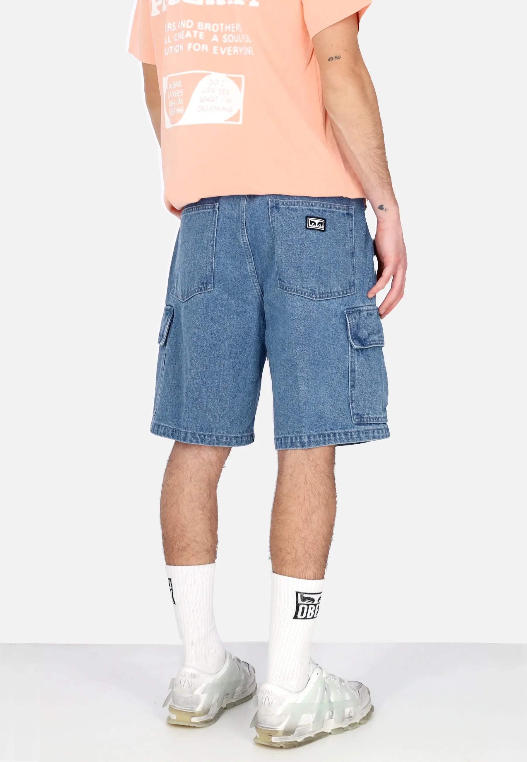Jeans Corto Uomo Bigwig Baggy Denim Cargo Short Light Indigo