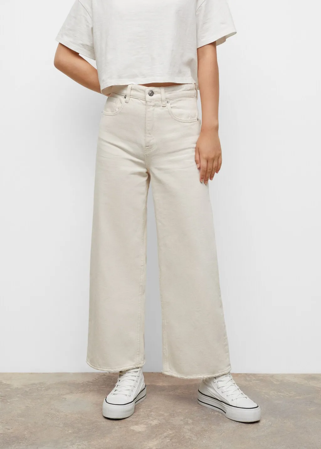 Jeans culotte bordo inferiore sfilacciato