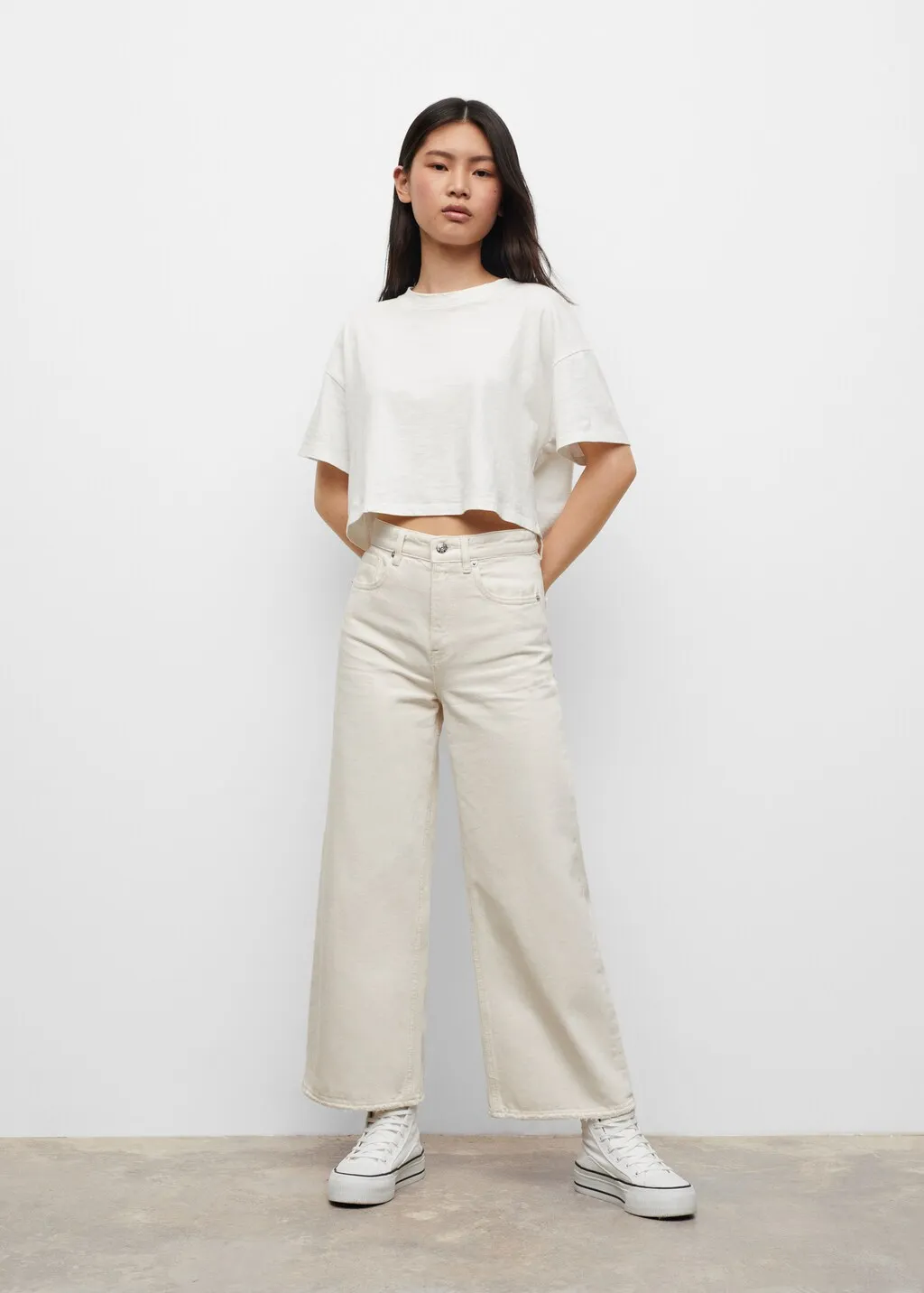 Jeans culotte bordo inferiore sfilacciato