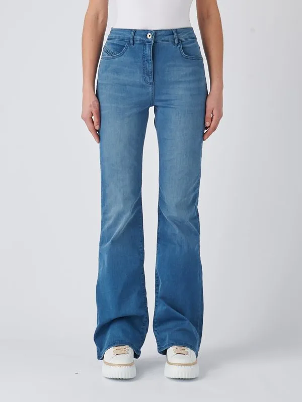 Jeans donna Patrizia Pepe flare in misto cotone stretch Denim Scuro
