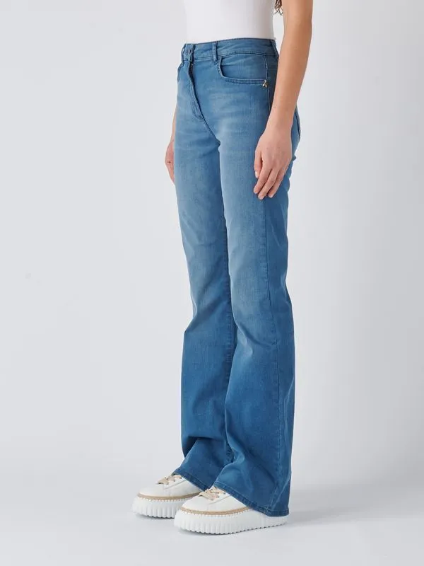 Jeans donna Patrizia Pepe flare in misto cotone stretch Denim Scuro