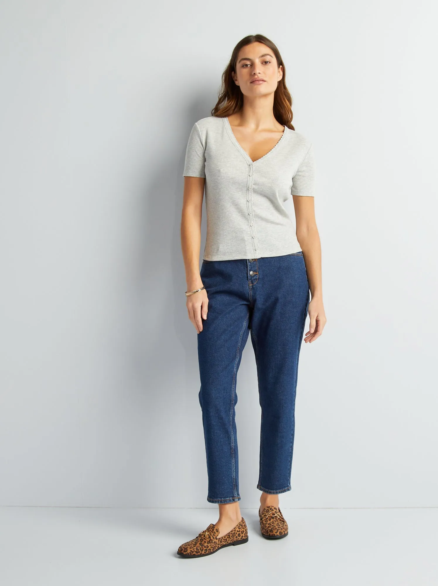 Jeans mom a vita molto alta - L32 - BLU