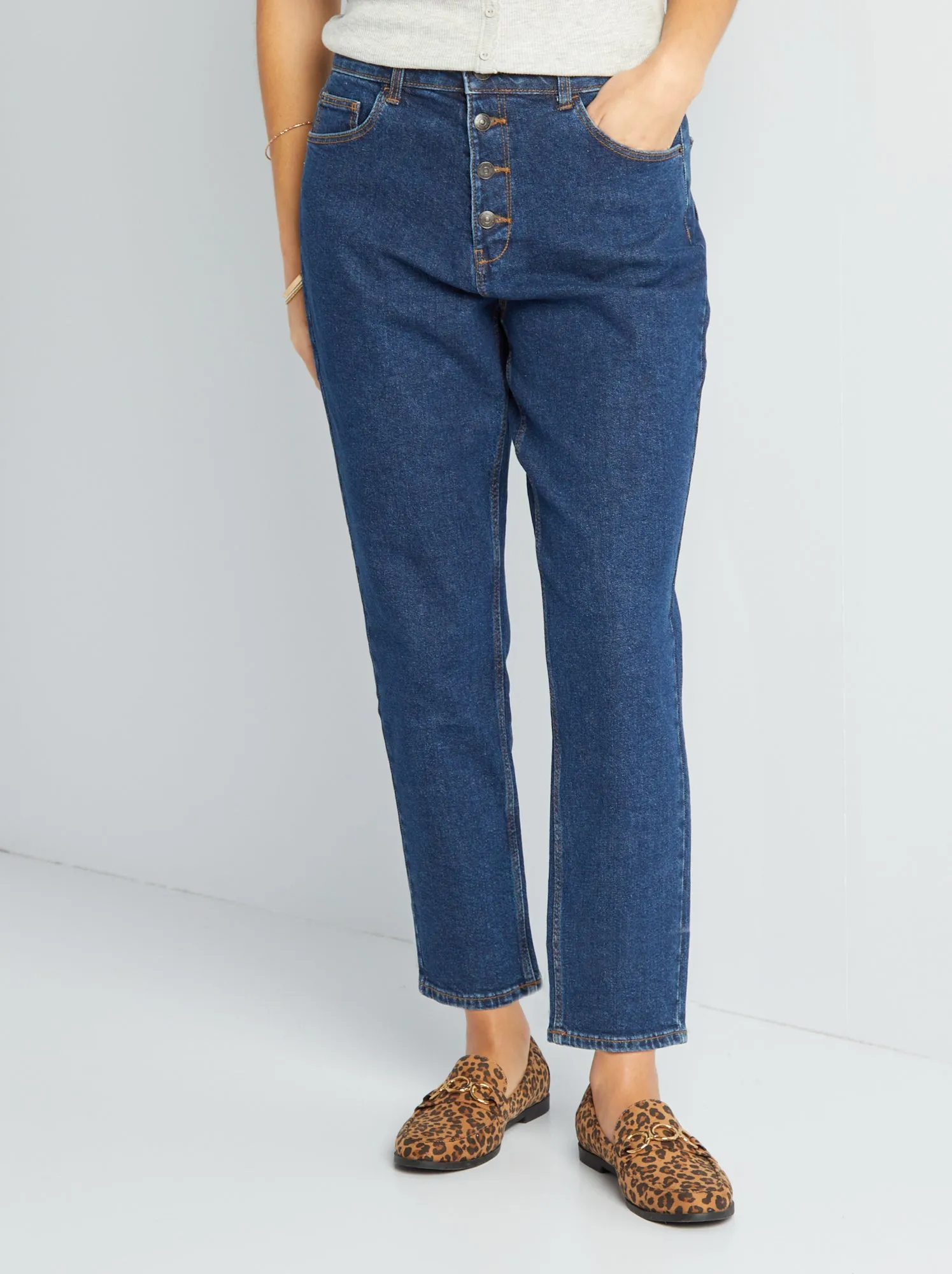 Jeans mom a vita molto alta - L32 - BLU