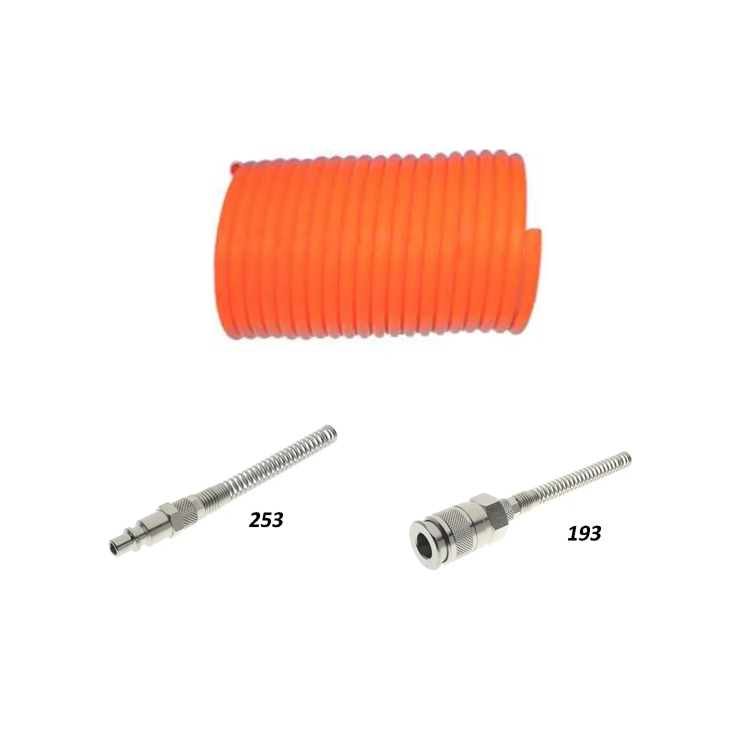 Kit 86000080kit con tubo Medifly spiralato Ø 6x8mm L30mt con raccordi Aignep  253 e 193 con innesto rapido raccordo maschio e fe