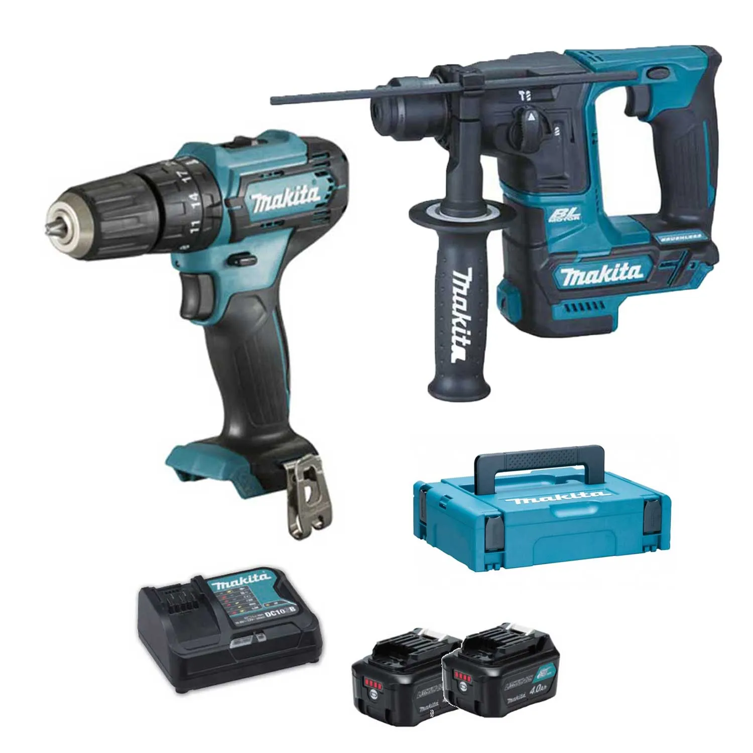 Kit Makita Clx235smj tasselatore + avvitatore + 2 batterie 12v 4amp+ carica batterie + valigetta