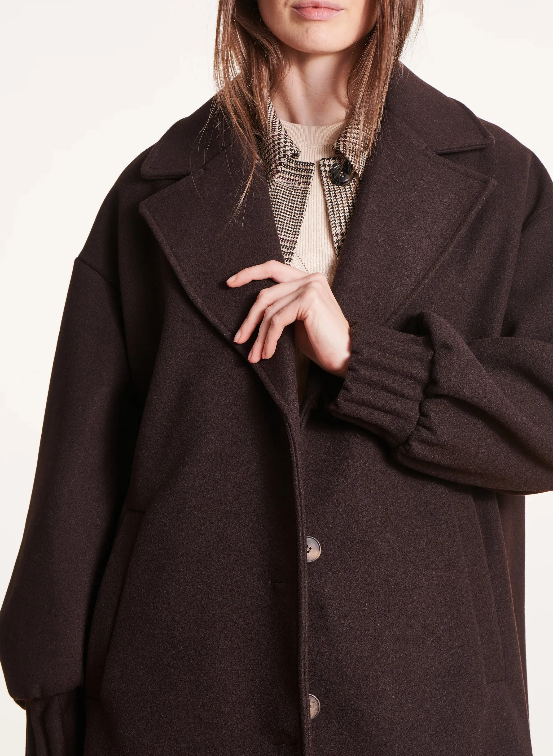  LA FEE MARABOUTEE   Cappotto collo tailleur | Marrone