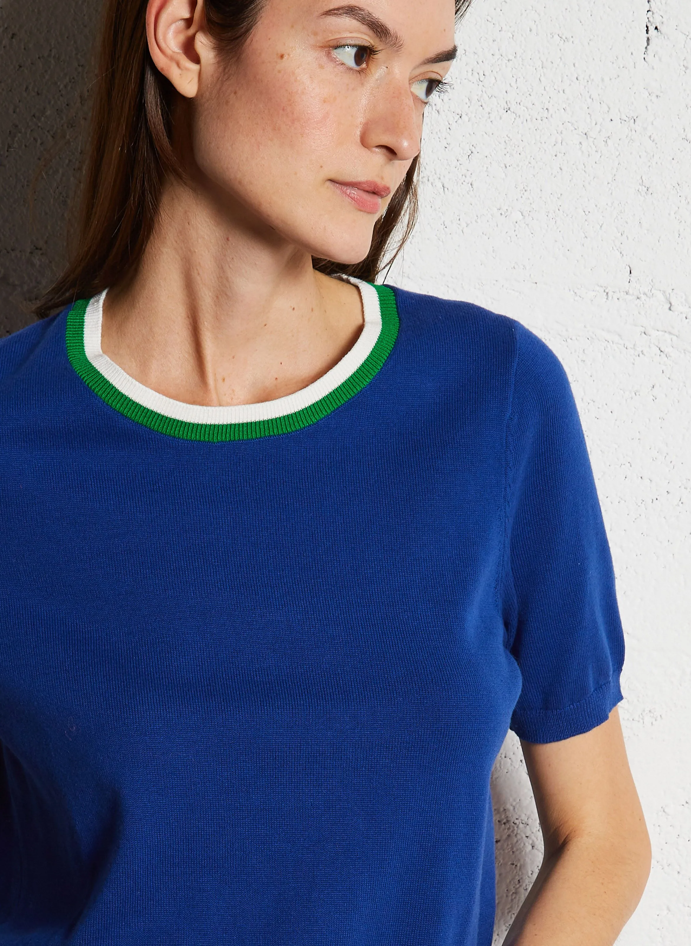  LA PETITE ETOILE   MAE - Maglione diritto a maniche corte in cotone | Blu