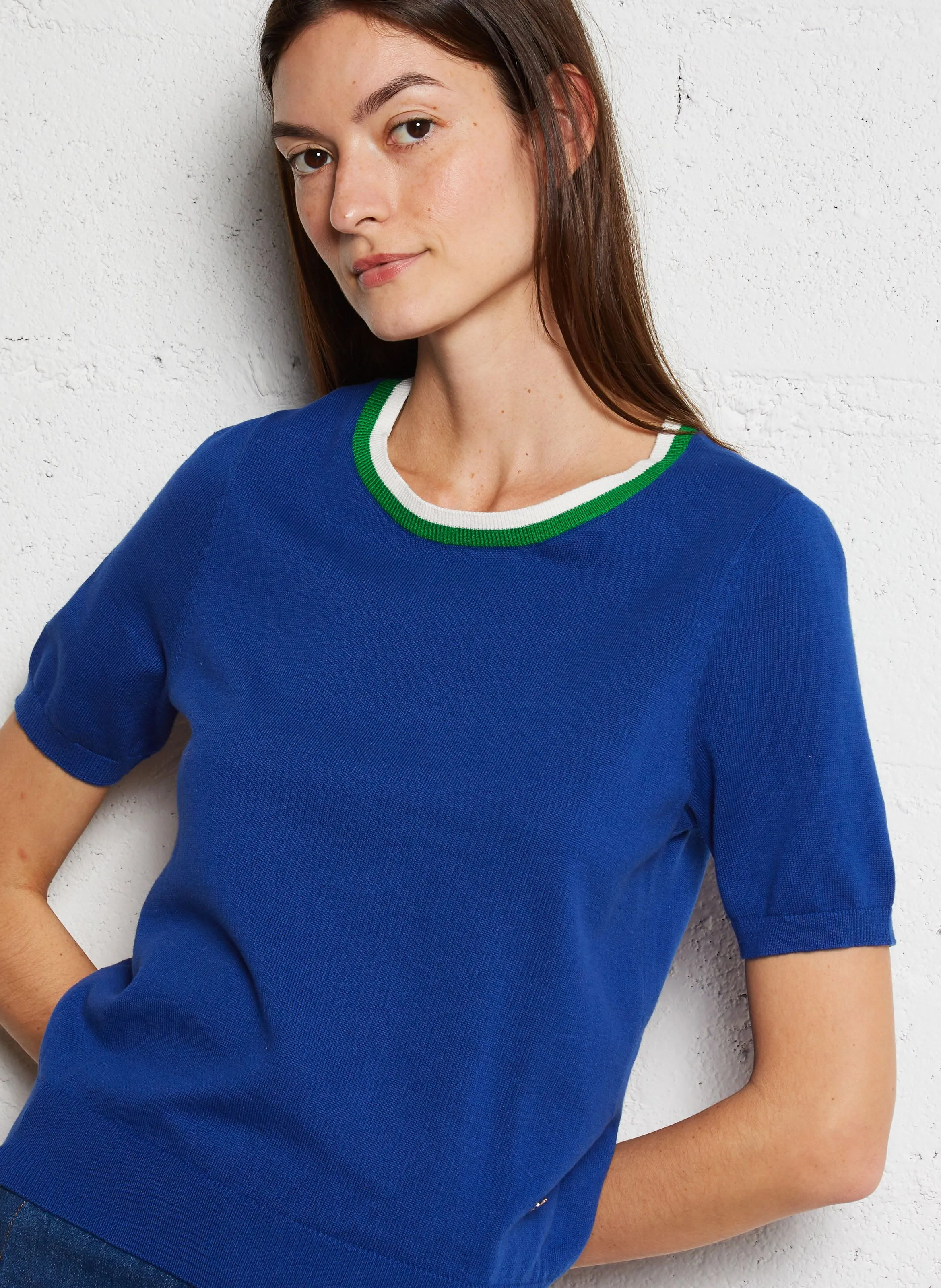  LA PETITE ETOILE   MAE - Maglione diritto a maniche corte in cotone | Blu