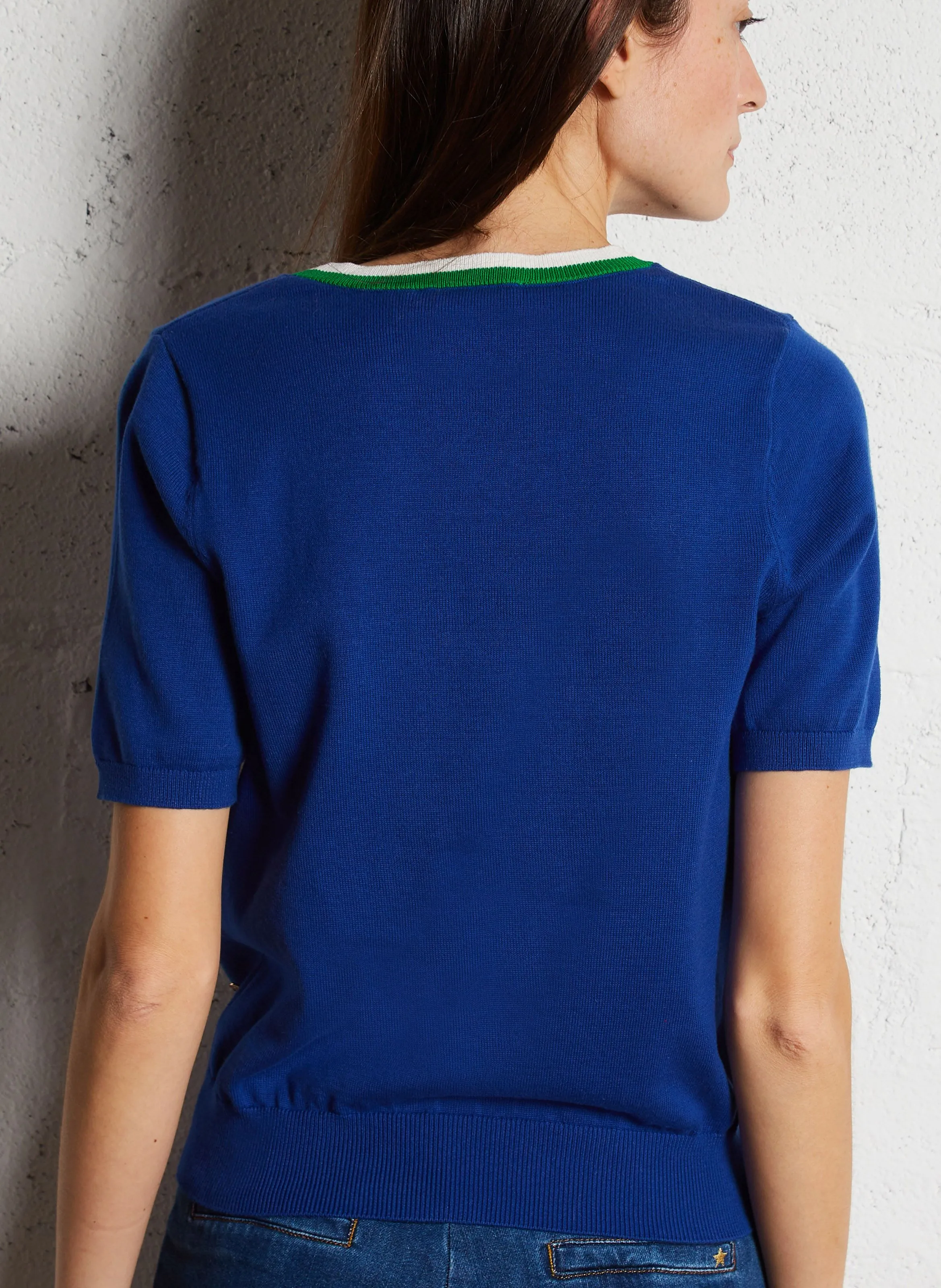  LA PETITE ETOILE   MAE - Maglione diritto a maniche corte in cotone | Blu