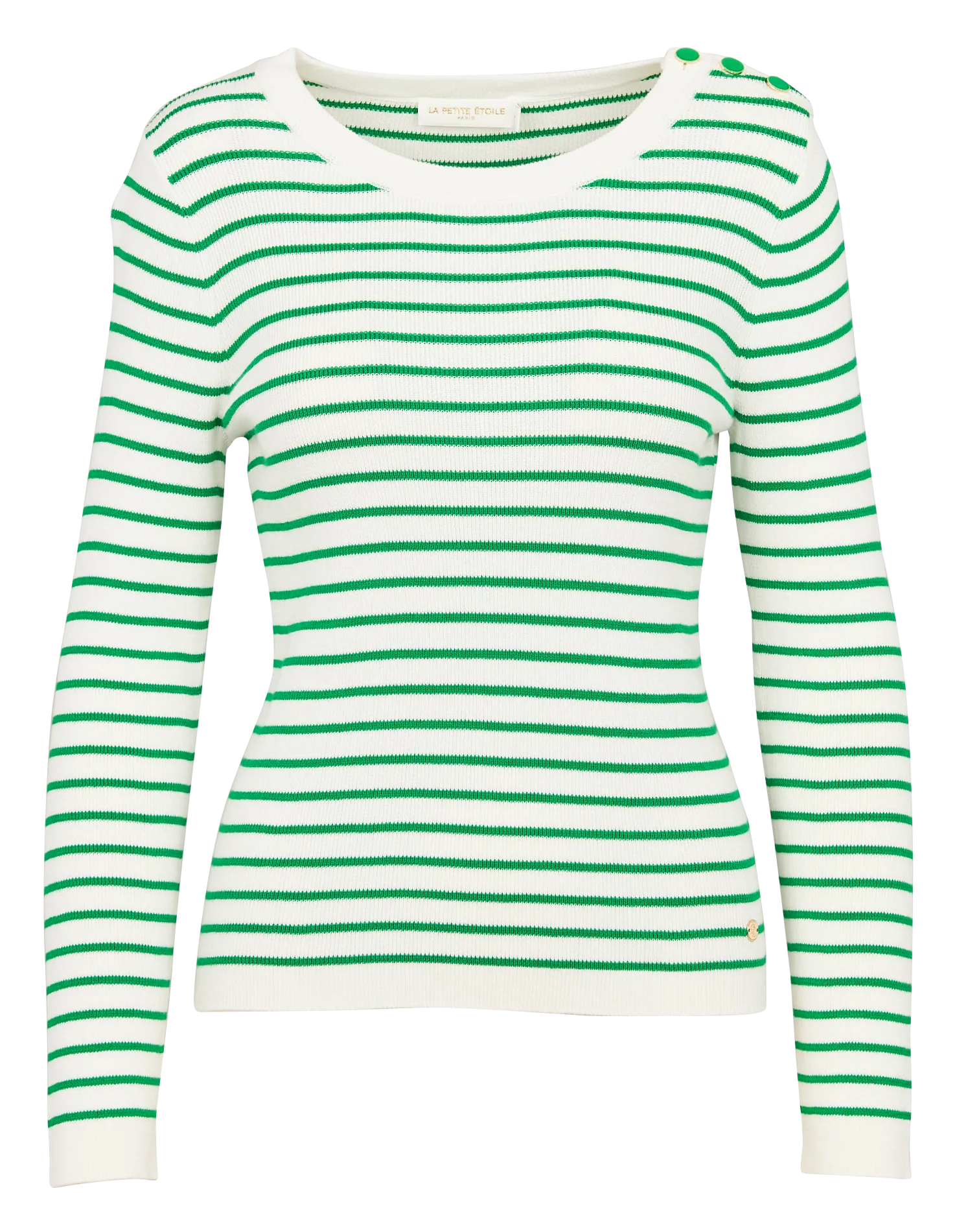  LA PETITE ETOILE   MOLLY - Maglione dritto scollo tondo in cotone a righe | Verde