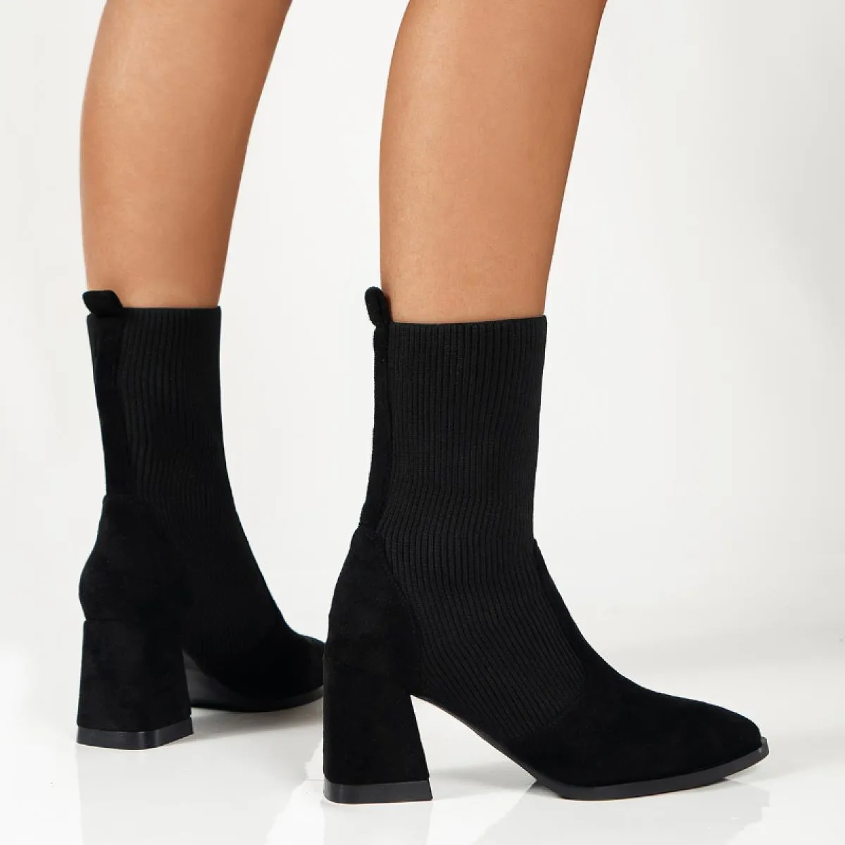 Leopard Knitting Chelsea Boots Scarpe con tacco alto Donna 2023 Inverno New Chunky Goth Calzino Stivaletti con punta a punta Déc