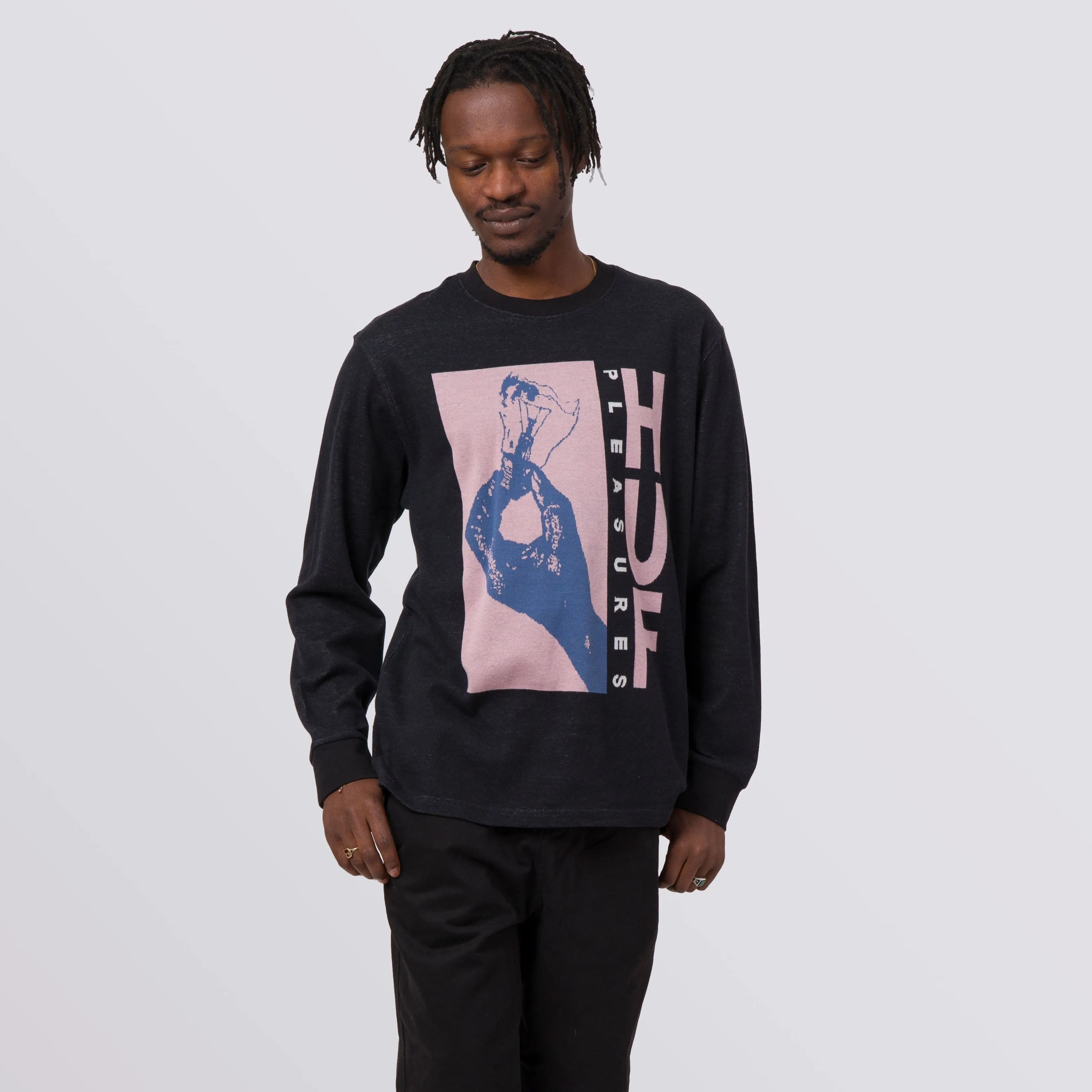 LIGHT UP JACQUARD L/S KNIT - BLACK