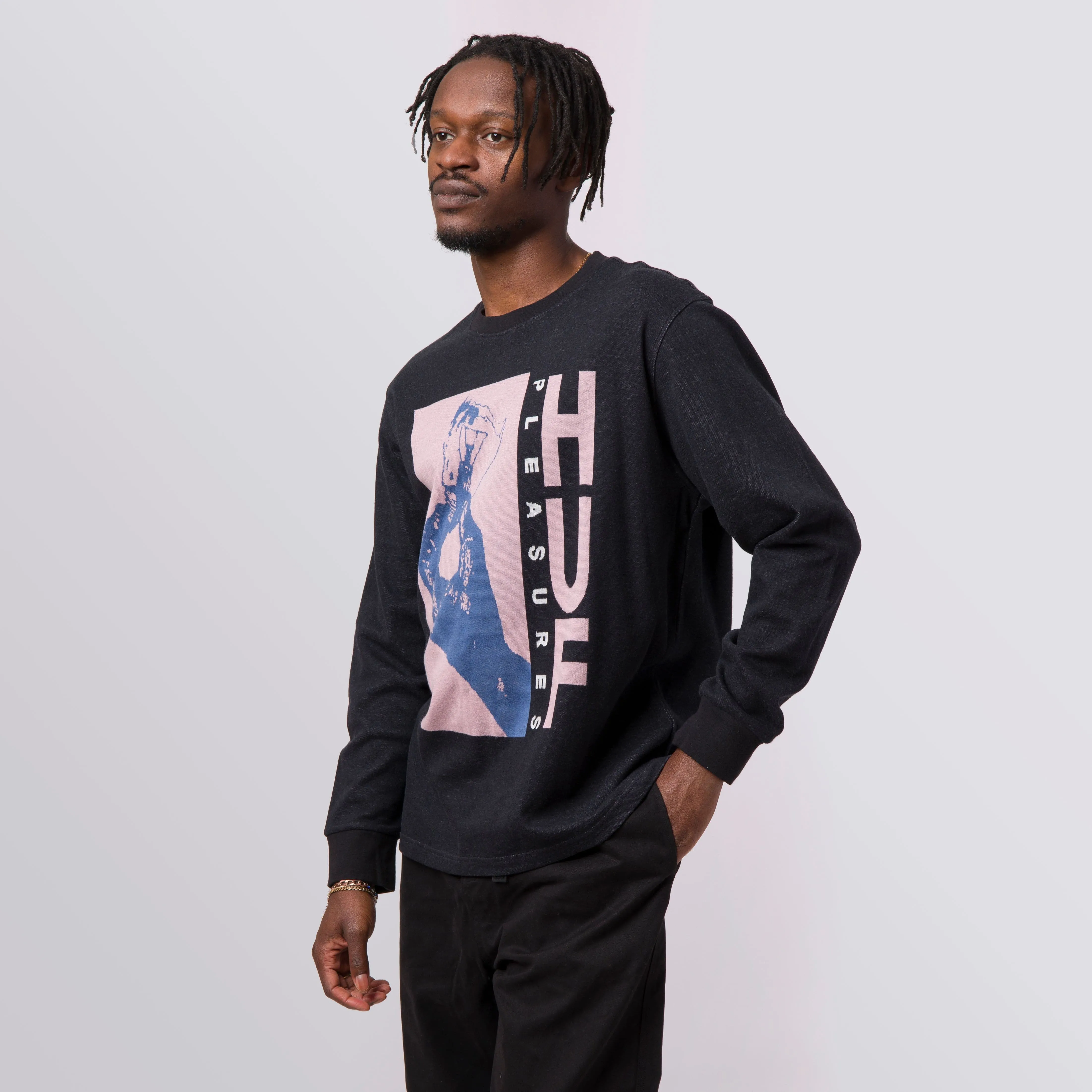 LIGHT UP JACQUARD L/S KNIT - BLACK