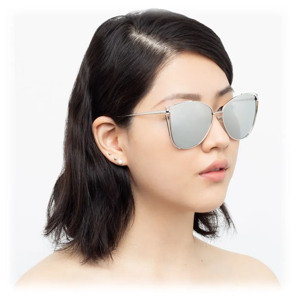 Linda Farrow - Occhiali da Sole Cat Eye 809 C2 - Oro Bianco - Linda Farrow Eyewear
