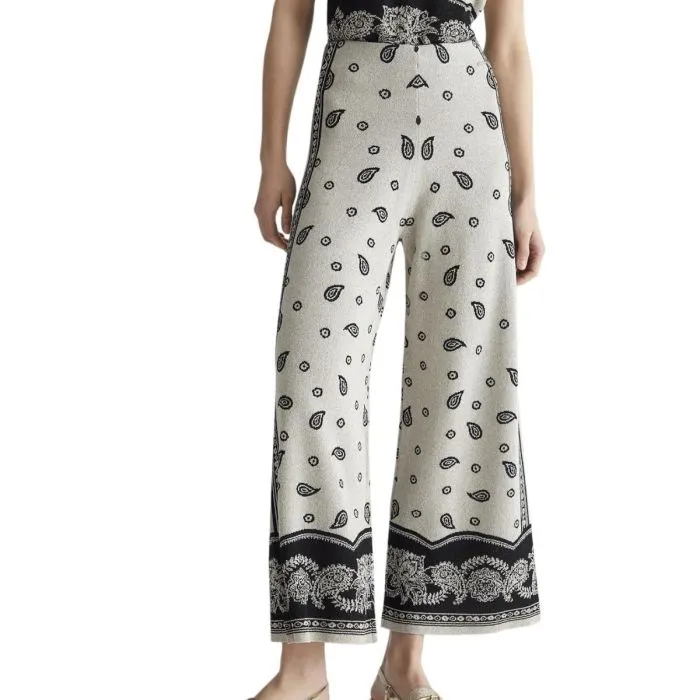 Liu Jo Pantaloni In Maglia Jacquard Liu-jo Beige/nero